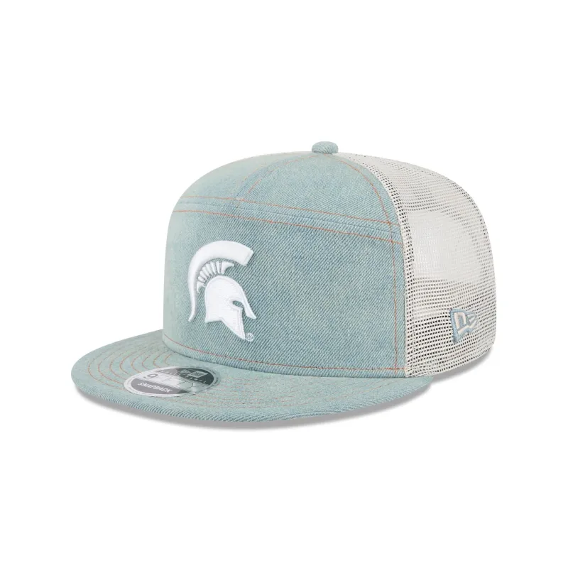 Michigan State Spartans Denim Split Panel 9FIFTY Trucker Hat sold by New Era