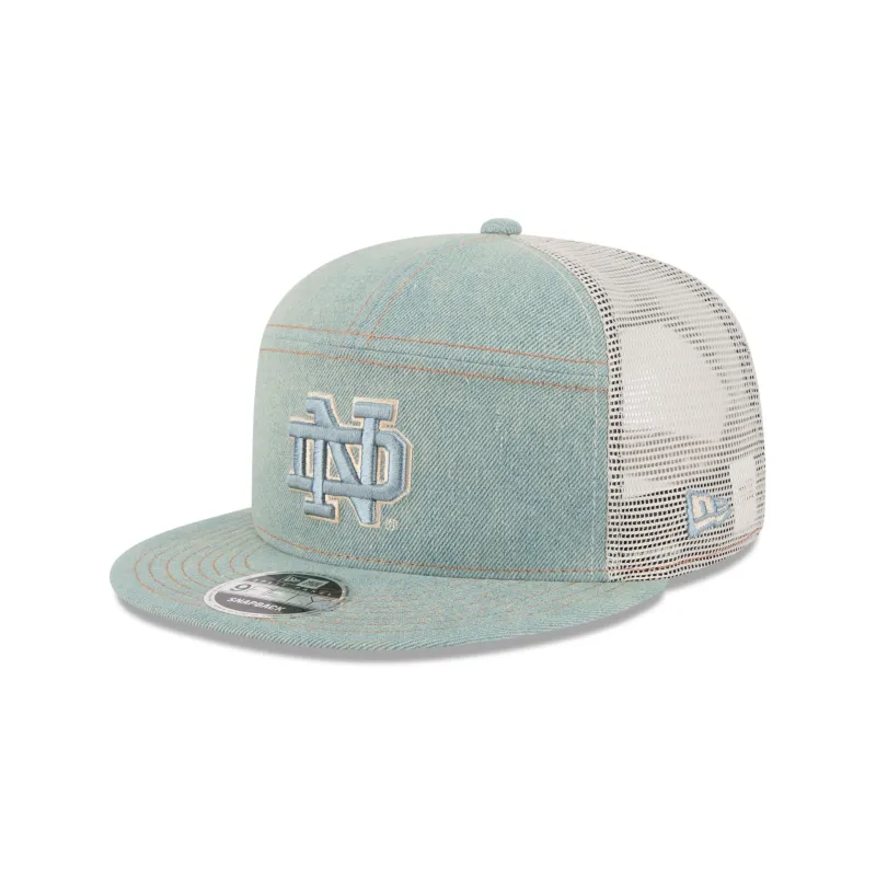 Notre Dame Fighting Irish Denim Split Panel 9FIFTY Trucker Hat sold by New Era