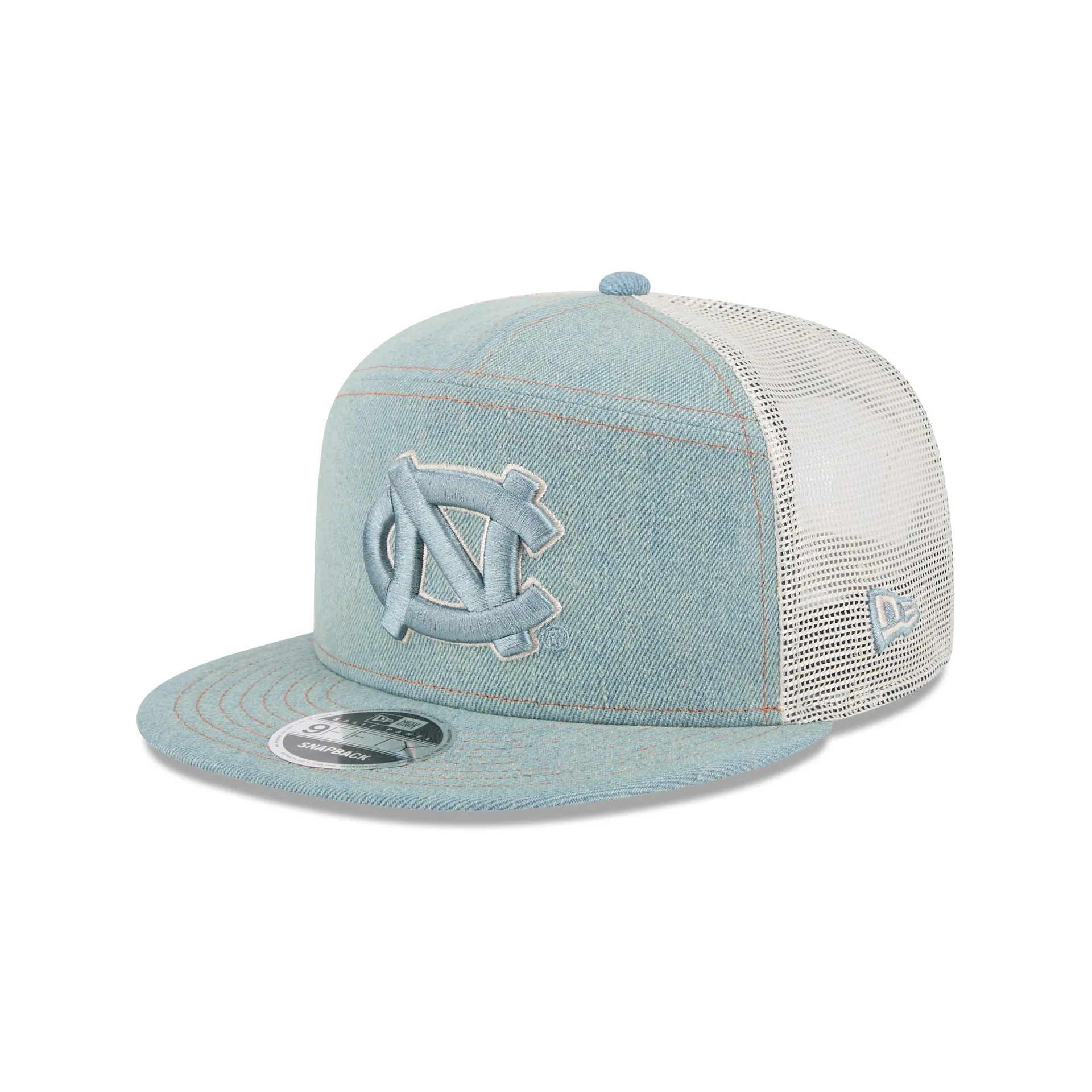 North Carolina Tar Heels Denim Split Panel 9FIFTY Trucker Hat sold by New Era