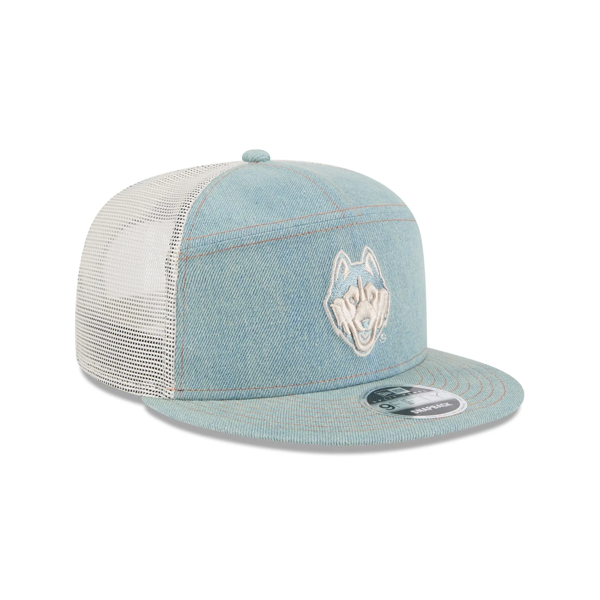 Connecticut Huskies Denim Split Panel 9FIFTY Trucker Hat sold by New Era product image thumbnail 3