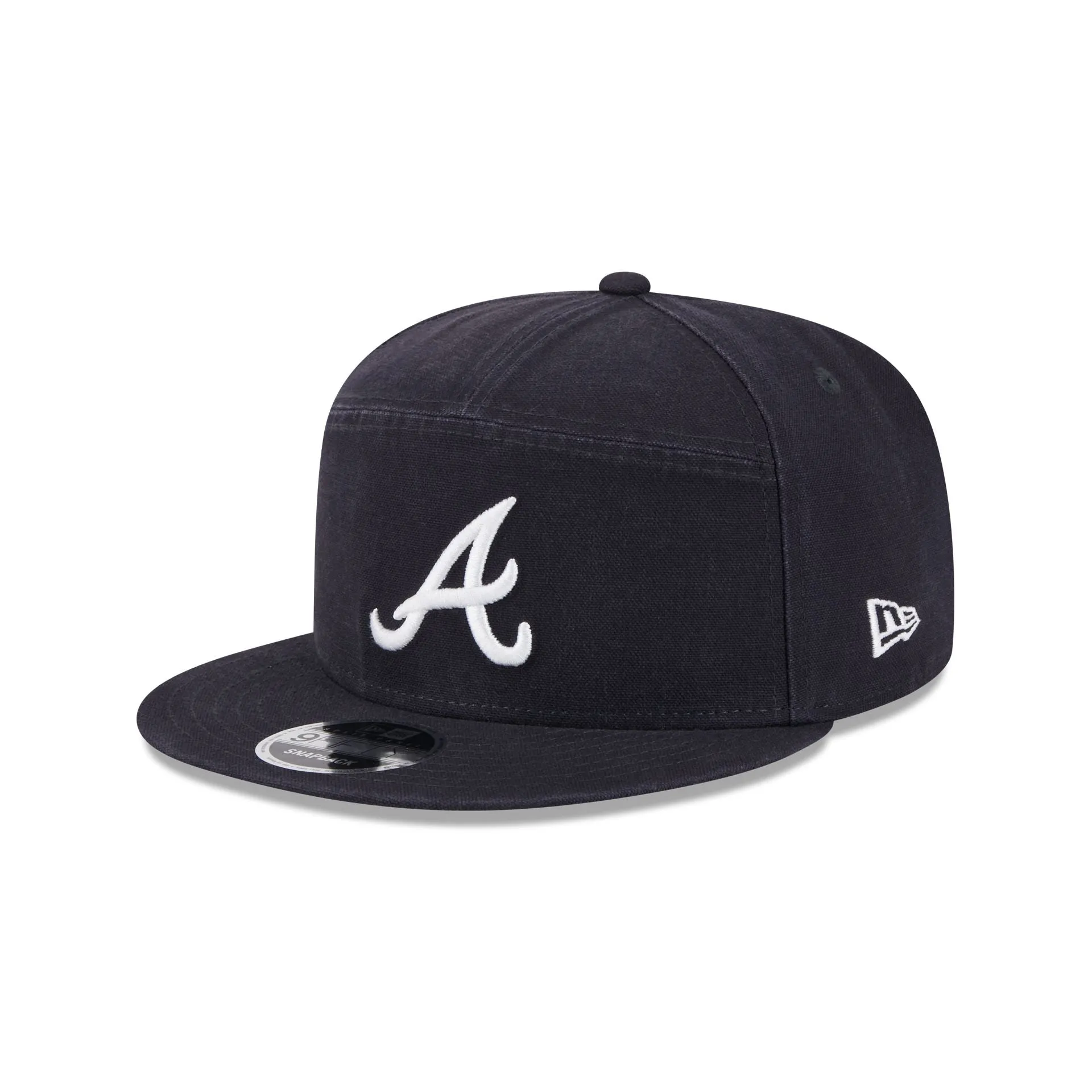 Atlanta Braves Cotton Canvas Split Panel 9FIFTY Trucker Hat sold by New Era