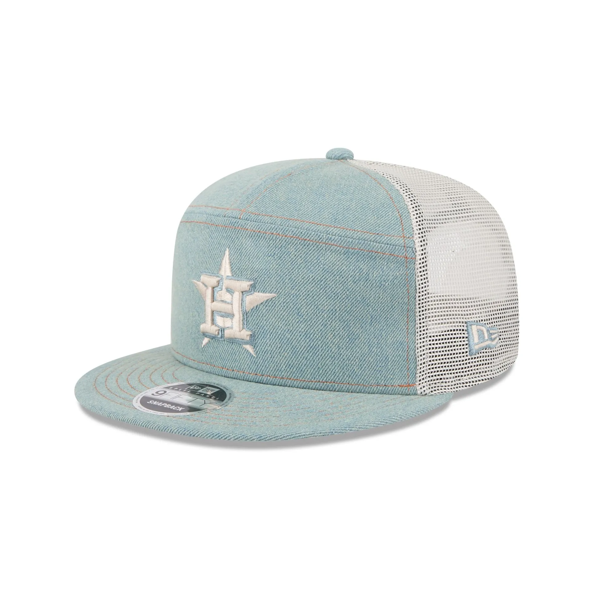 Houston Astros Denim Split Panel 9FIFTY Trucker Hat sold by New Era