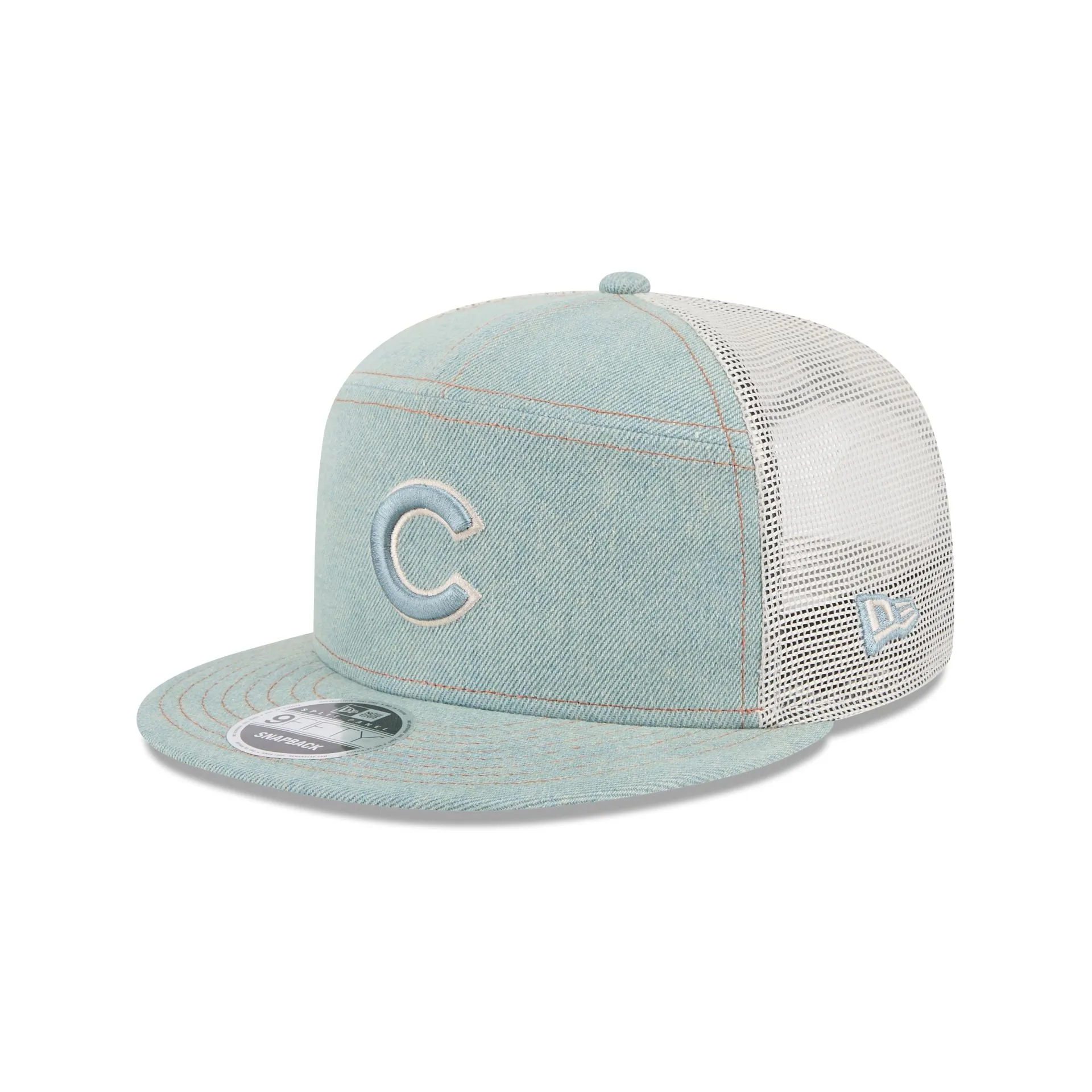Chicago Cubs Denim Split Panel 9FIFTY Trucker Hat sold by New Era