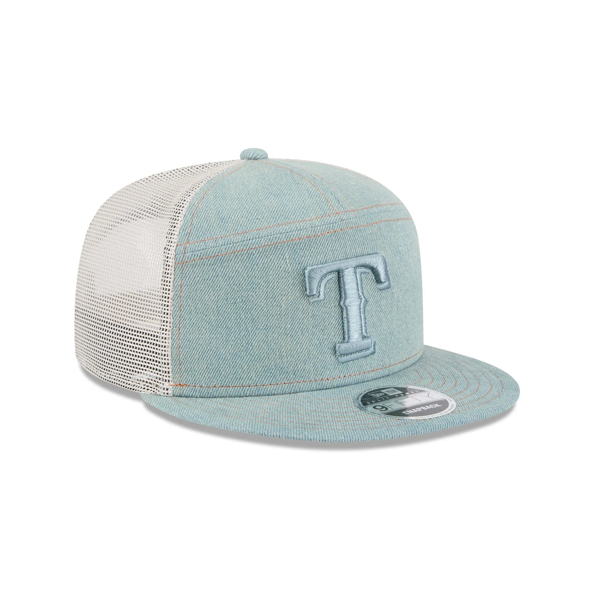 Texas Rangers Denim Split Panel 9FIFTY Trucker Hat sold by New Era product image thumbnail 3