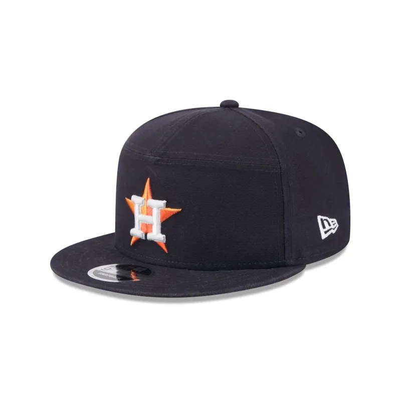 Houston Astros Cotton Canvas Split Panel 9FIFTY Trucker Hat sold by New Era