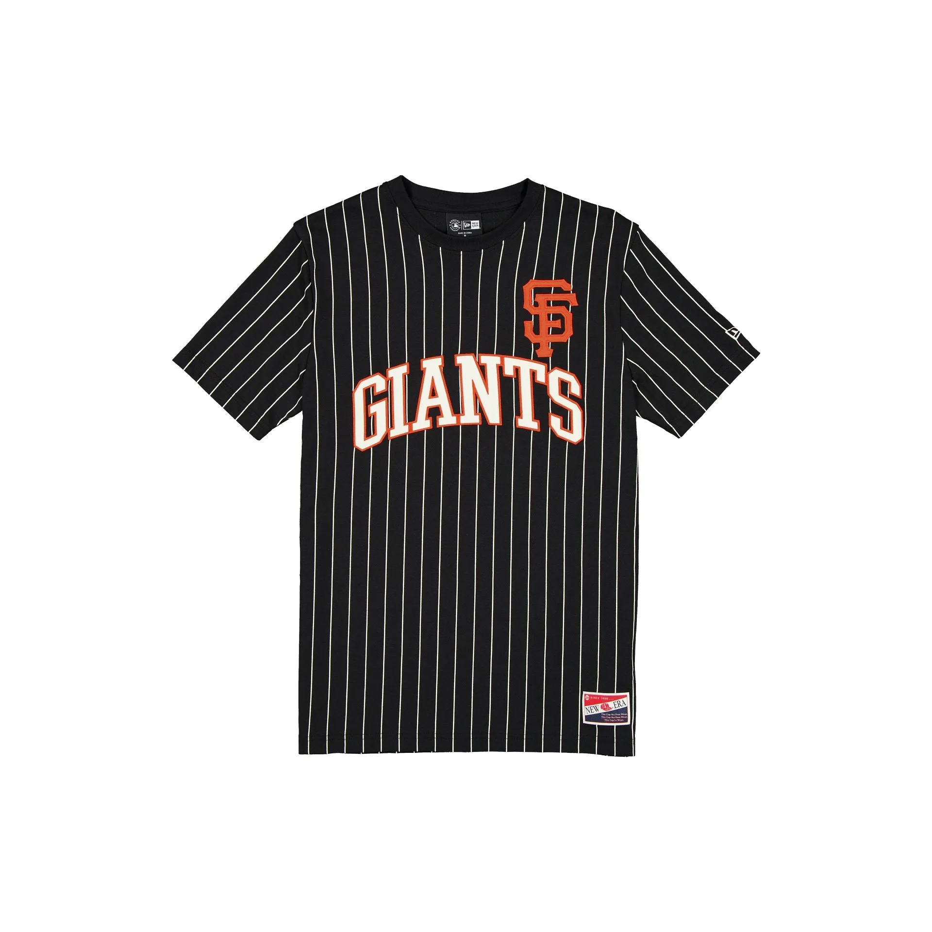 San Francisco Giants Throwback Pinstripe Wordmark T-Shirt sold by New Era