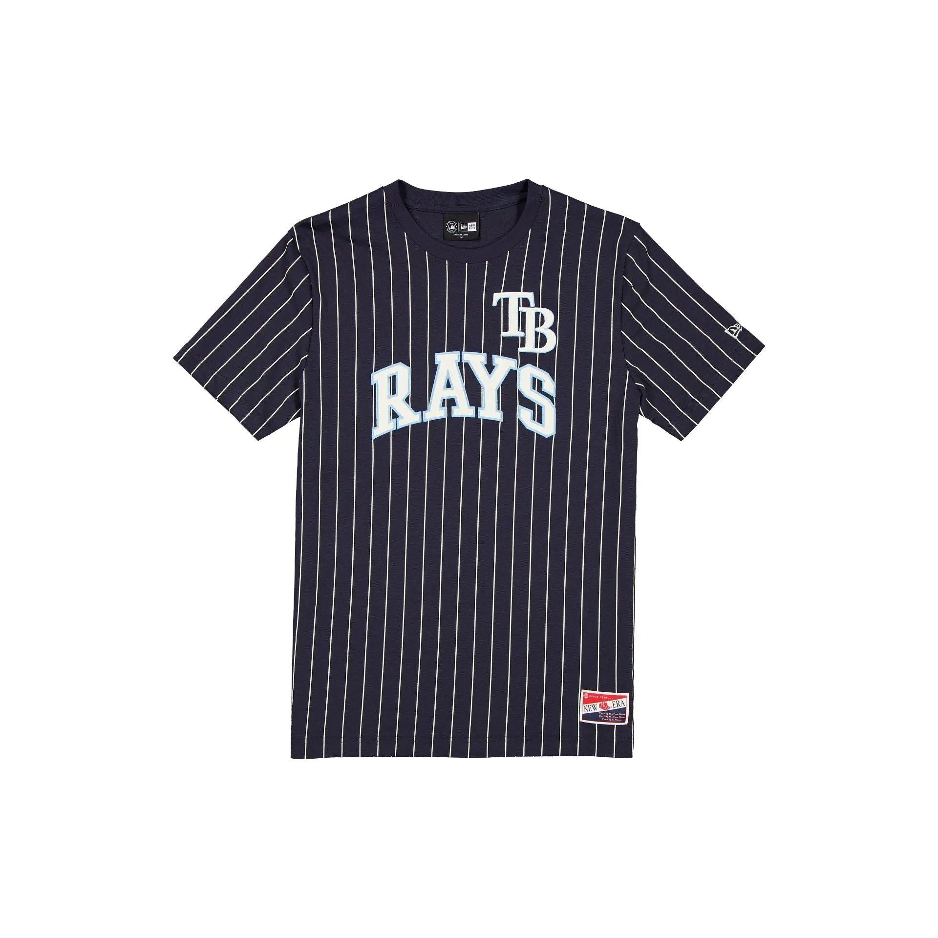 Tampa Bay Rays Throwback Pinstripe Wordmark T-Shirt sold by New Era