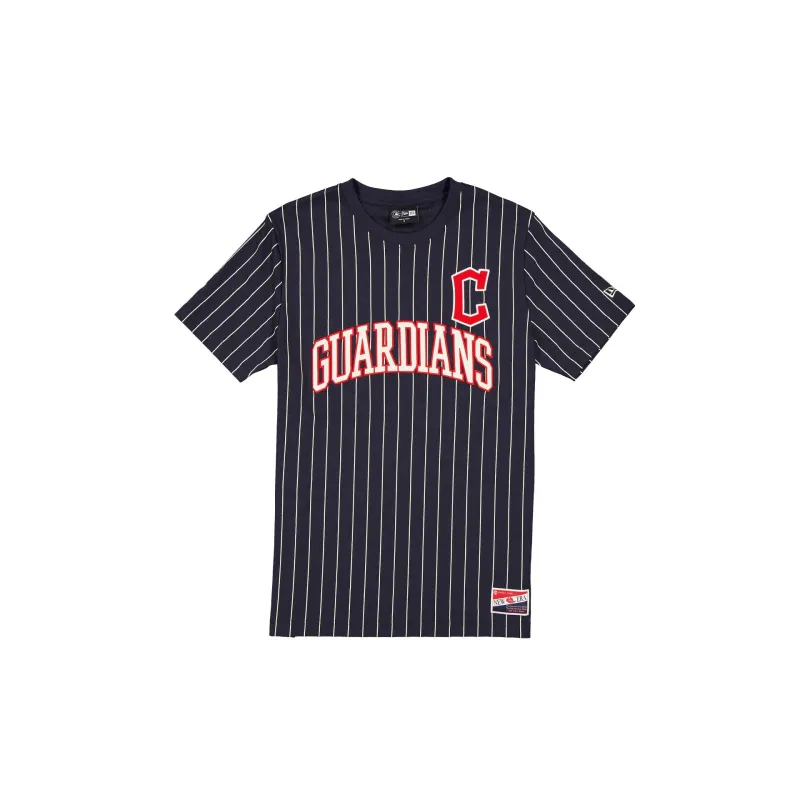 Cleveland Guardians Throwback Pinstripe Wordmark T-Shirt made by New Era