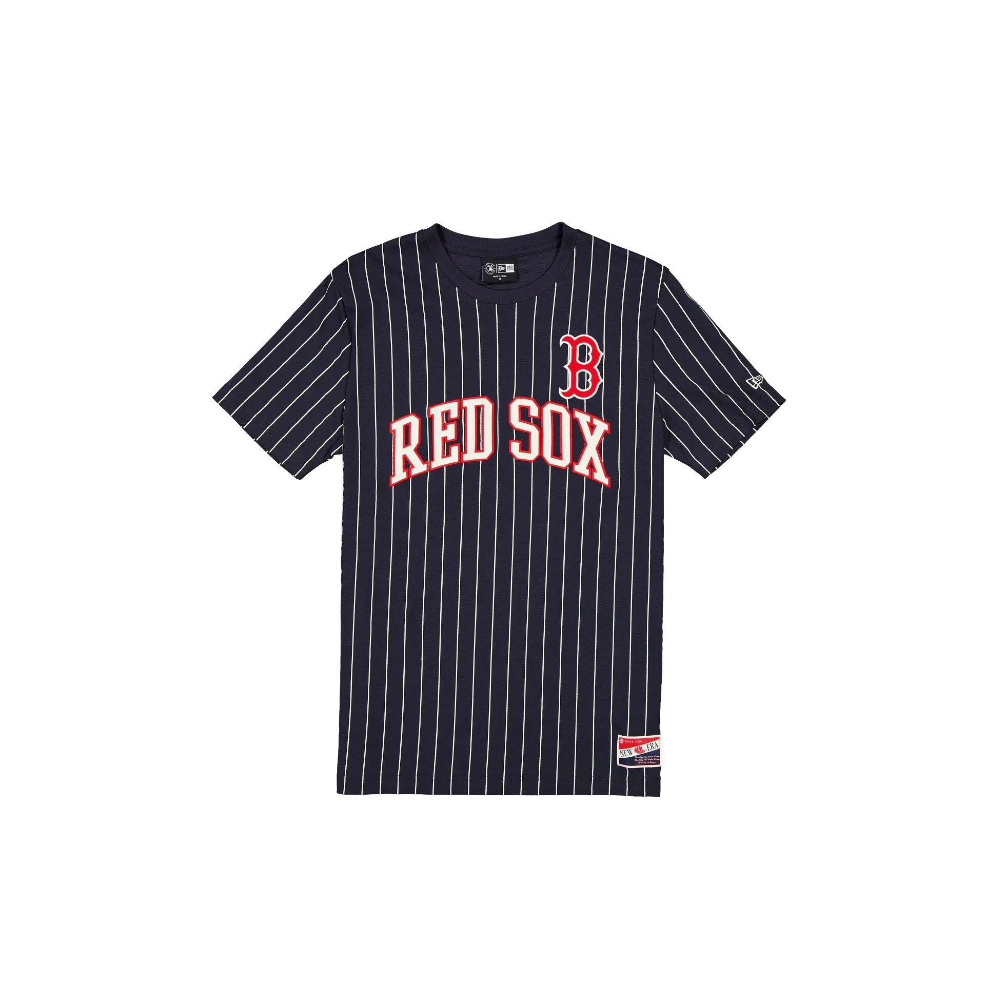 Boston Red Sox Throwback Pinstripe Wordmark T-Shirt sold by New Era