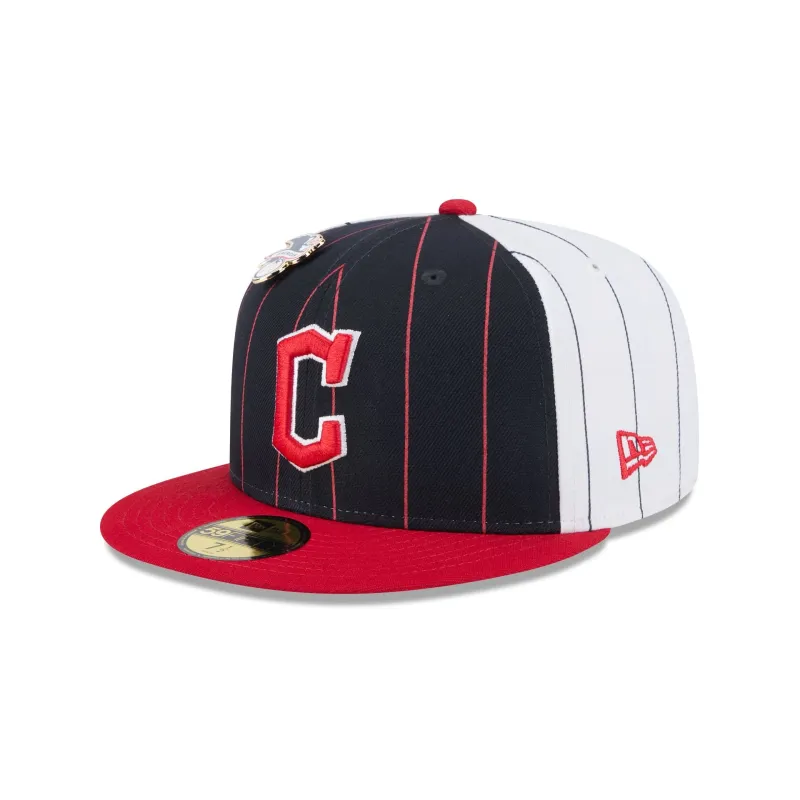 Cleveland Guardians Pinstripe League Pin 59FIFTY Fitted Hat sold by New Era