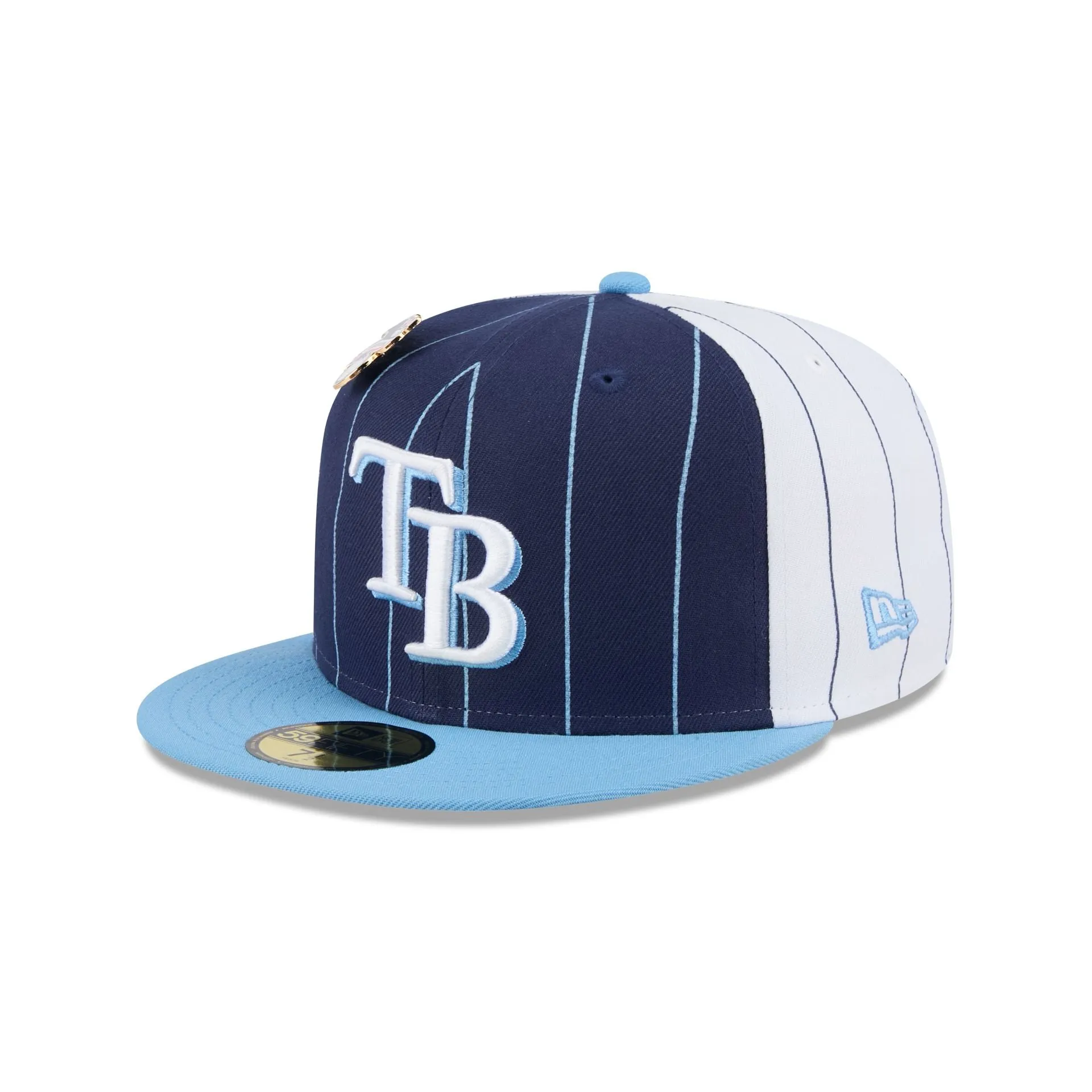 Tampa Bay Rays Pinstripe League Pin 59FIFTY Fitted Hat sold by New Era