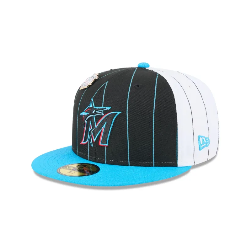Miami Marlins Pinstripe League Pin 59FIFTY Fitted Hat sold by New Era