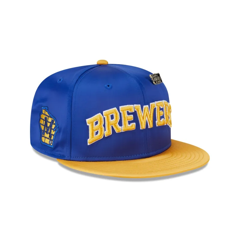 Milwaukee Brewers Satin Pin 9FIFTY Snapback Hat sold by New Era