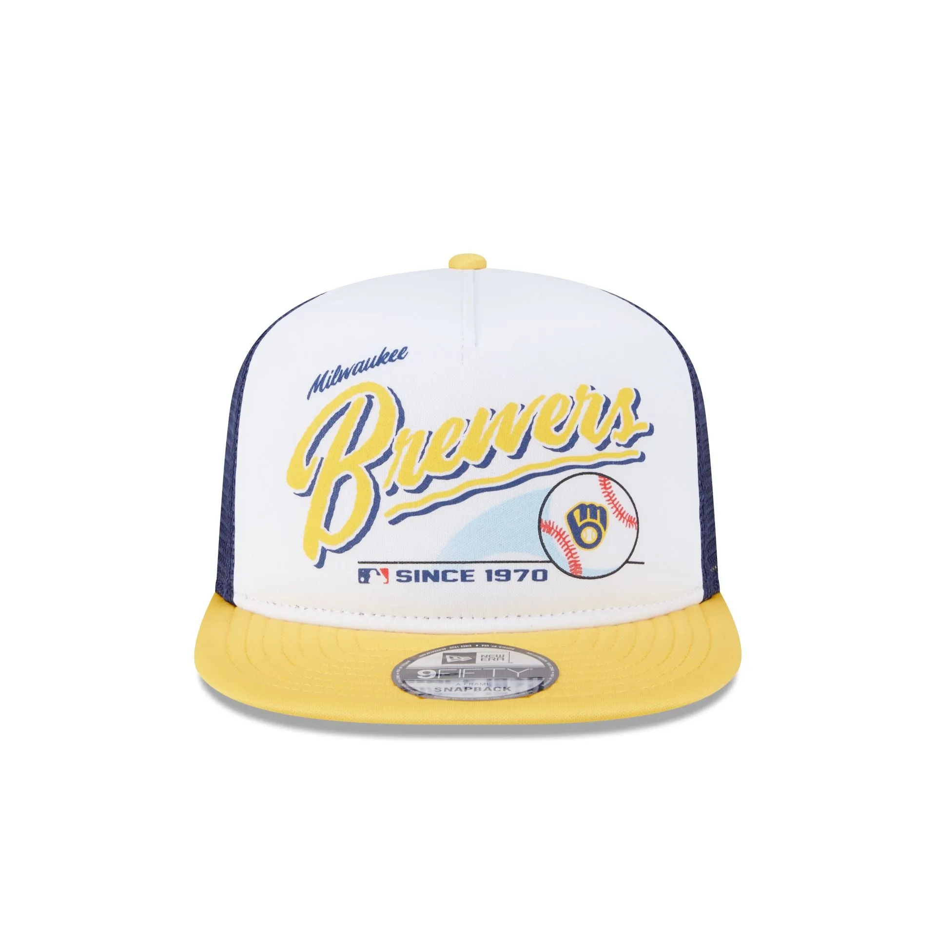 Milwaukee Brewers Retro Script 9FIFTY A-Frame Trucker Hat sold by New Era product image thumbnail 2