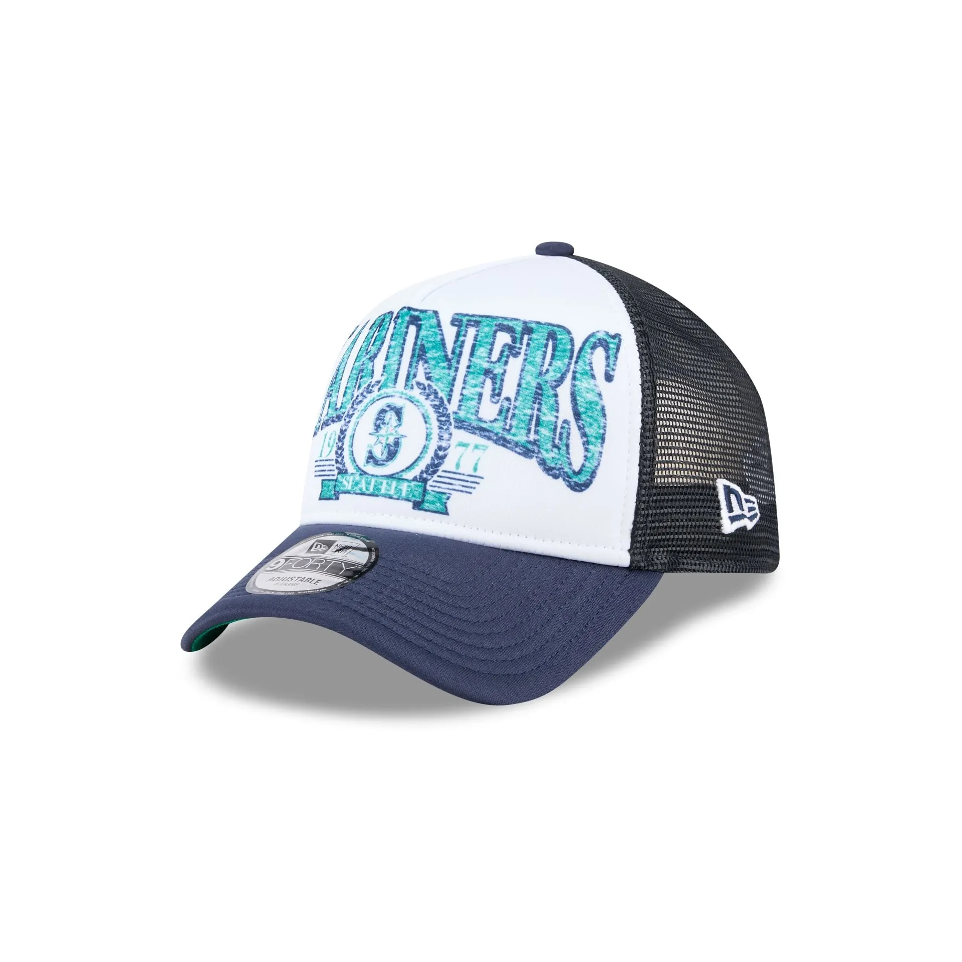 Seattle Mariners Distressed 9FORTY A-Frame Trucker Hat sold by New Era