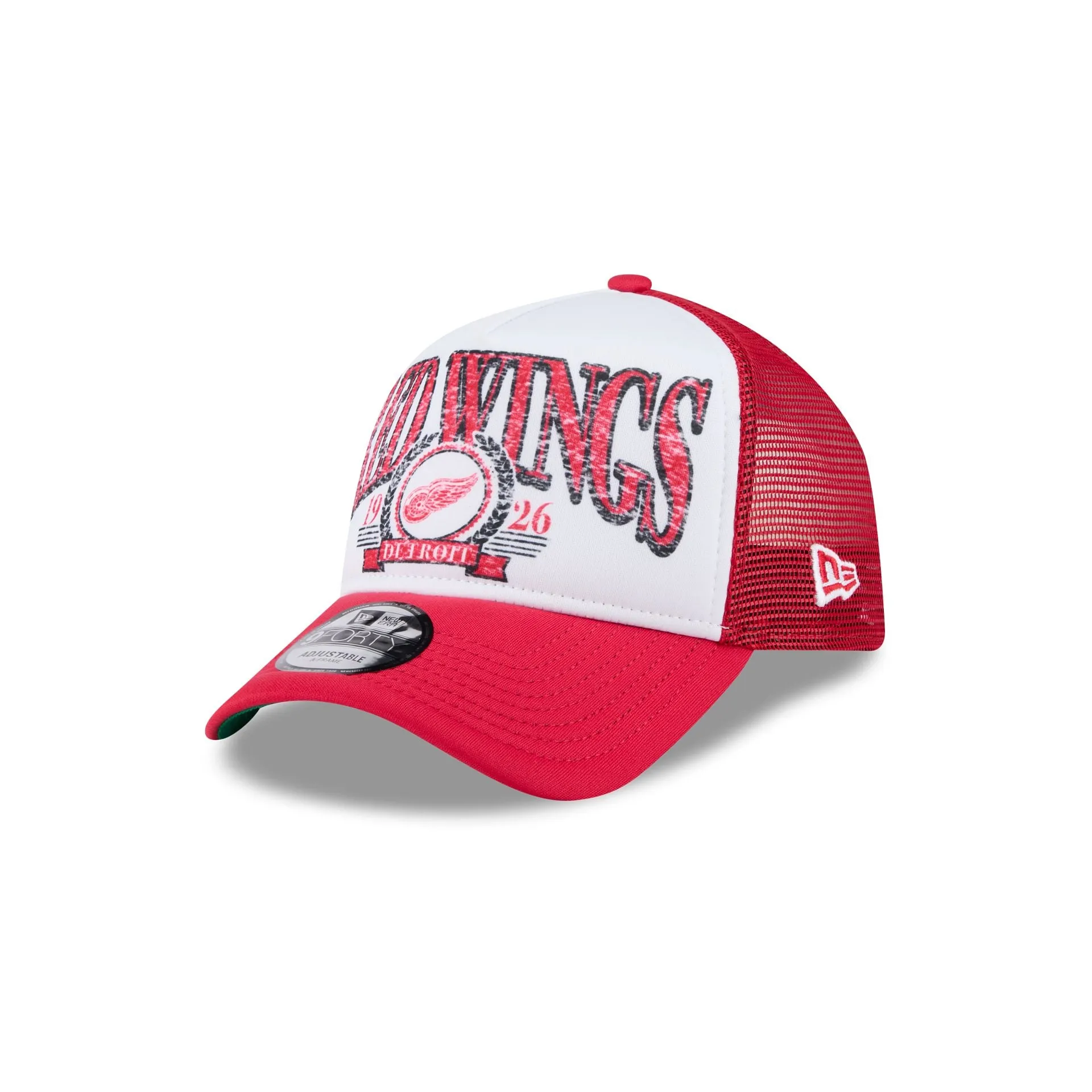 Detroit Red Wings Distressed 9FORTY A-Frame Trucker Hat sold by New Era