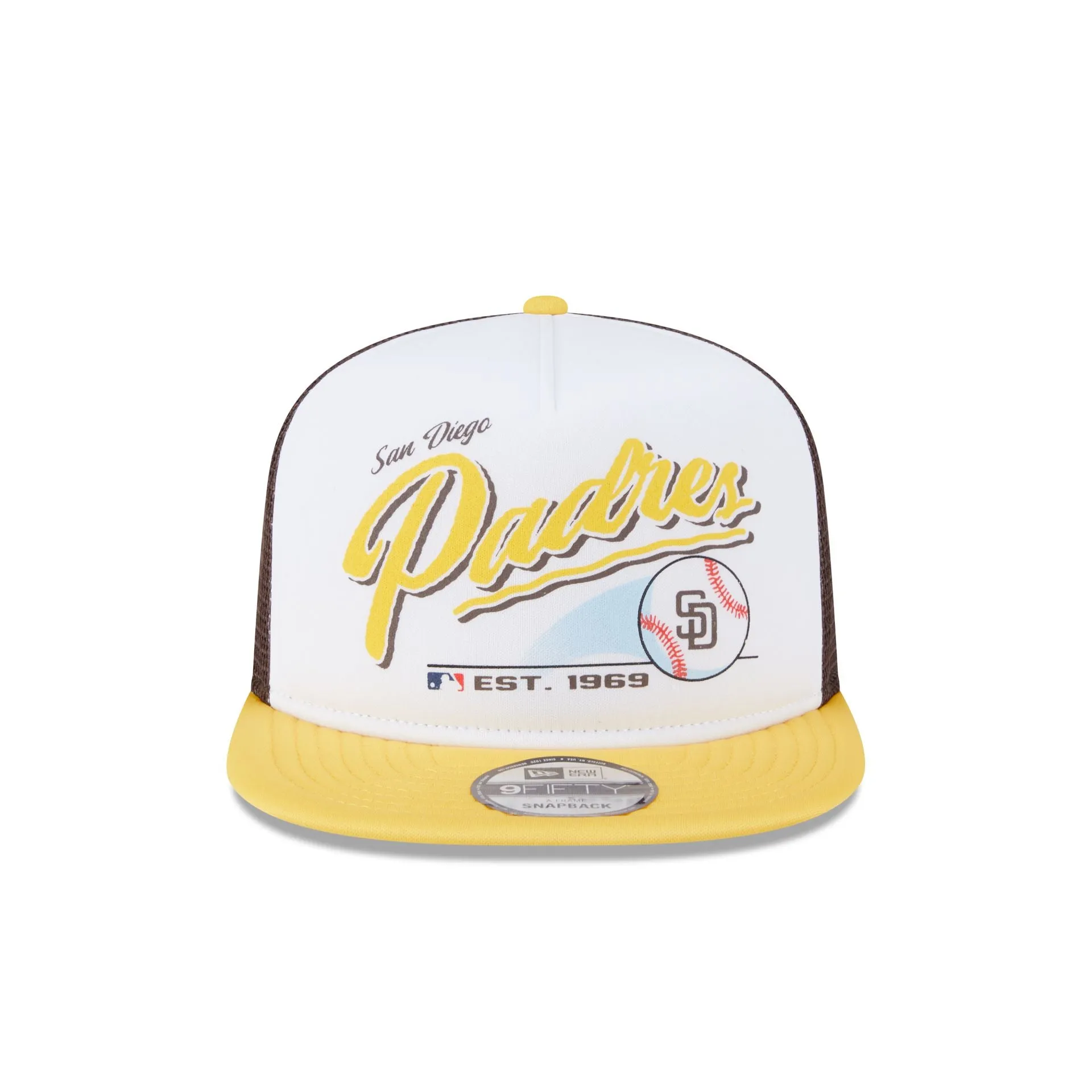 San Diego Padres Retro Script 9FIFTY A-Frame Trucker Hat sold by New Era product image thumbnail 2