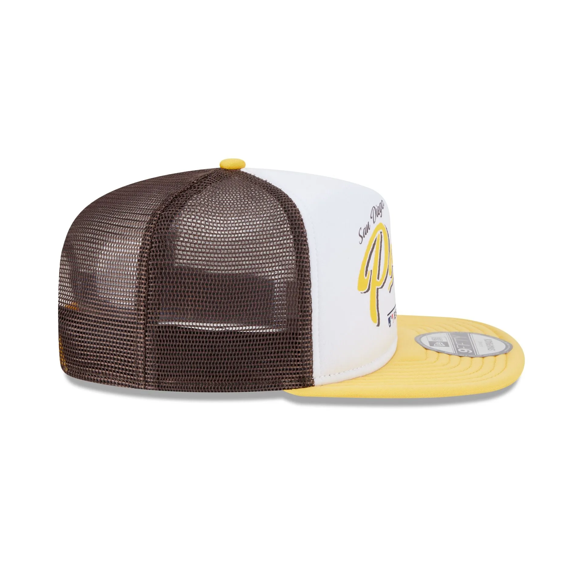 San Diego Padres Retro Script 9FIFTY A-Frame Trucker Hat sold by New Era product image thumbnail 5