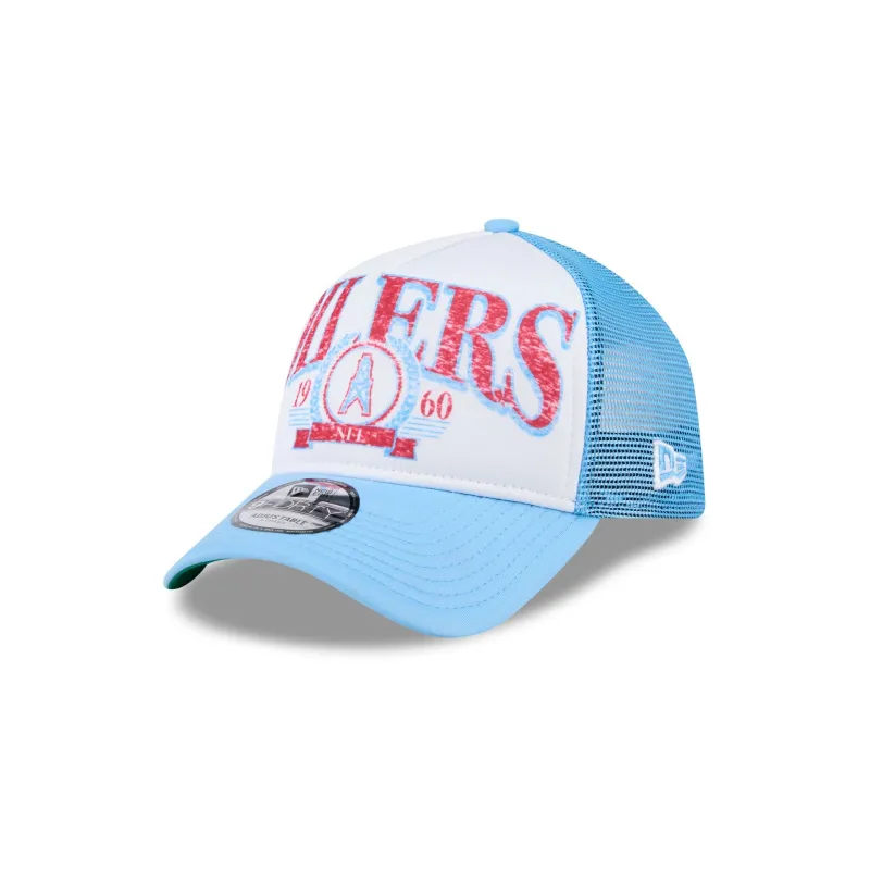 Oilers Distressed 9FORTY A-Frame Trucker Hat sold by New Era
