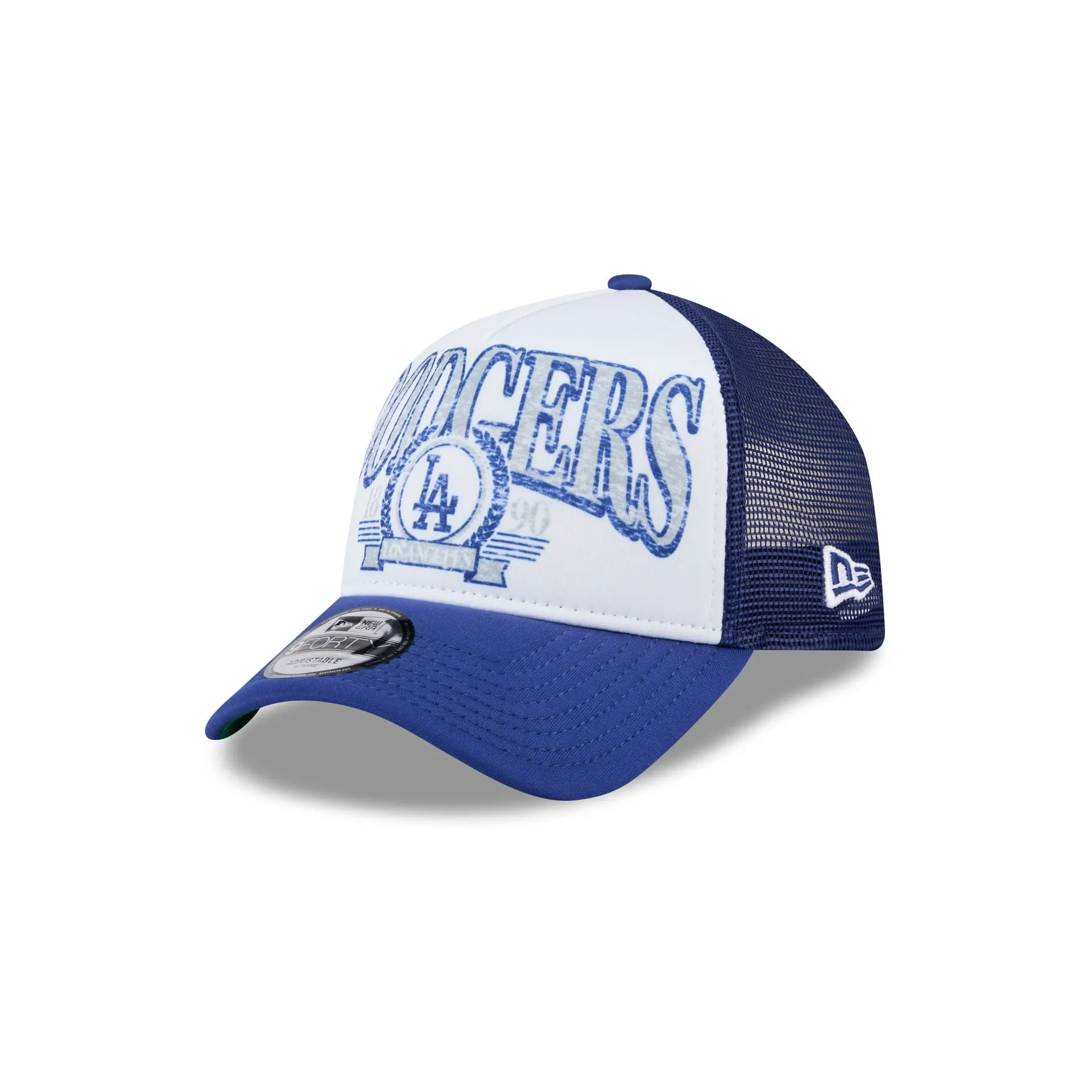 Los Angeles Dodgers Distressed 9FORTY A-Frame Trucker Hat sold by New Era
