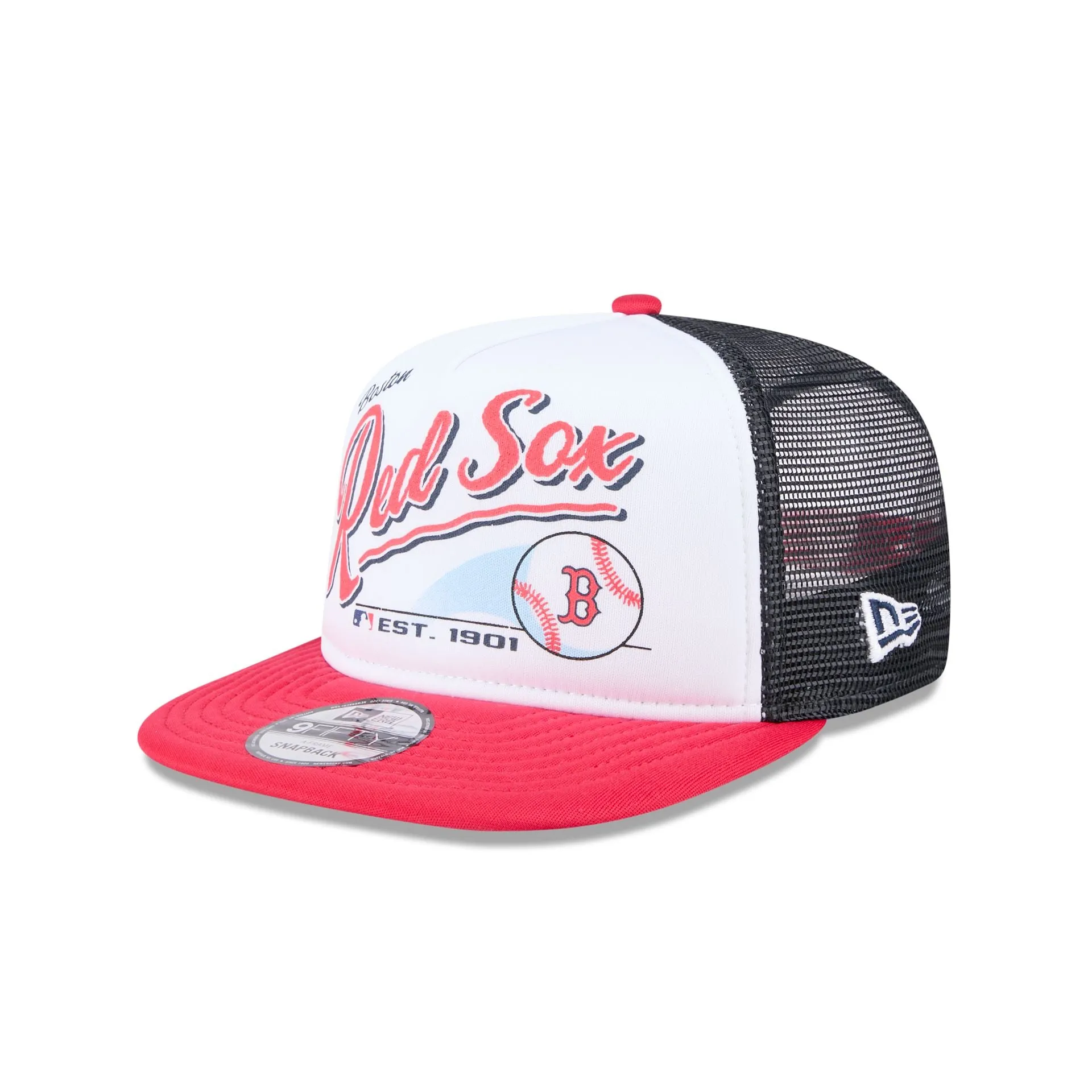 Boston Red Sox Retro Script 9FIFTY A-Frame Trucker Hat sold by New Era