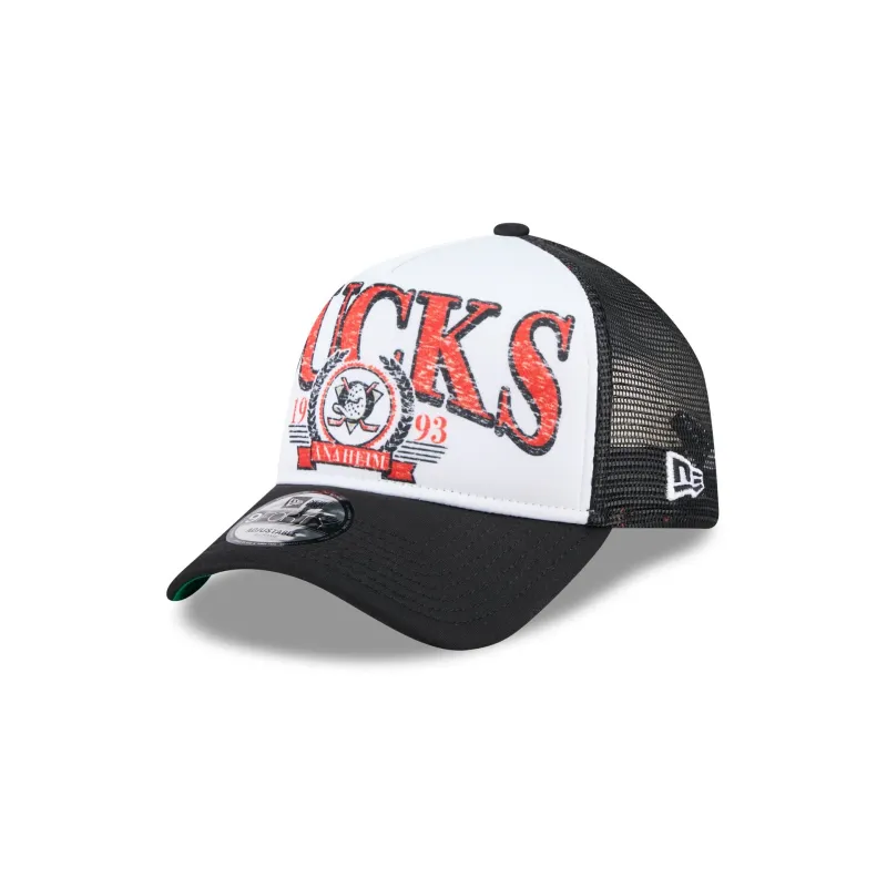 Anaheim Ducks Distressed 9FORTY A-Frame Trucker Hat sold by New Era