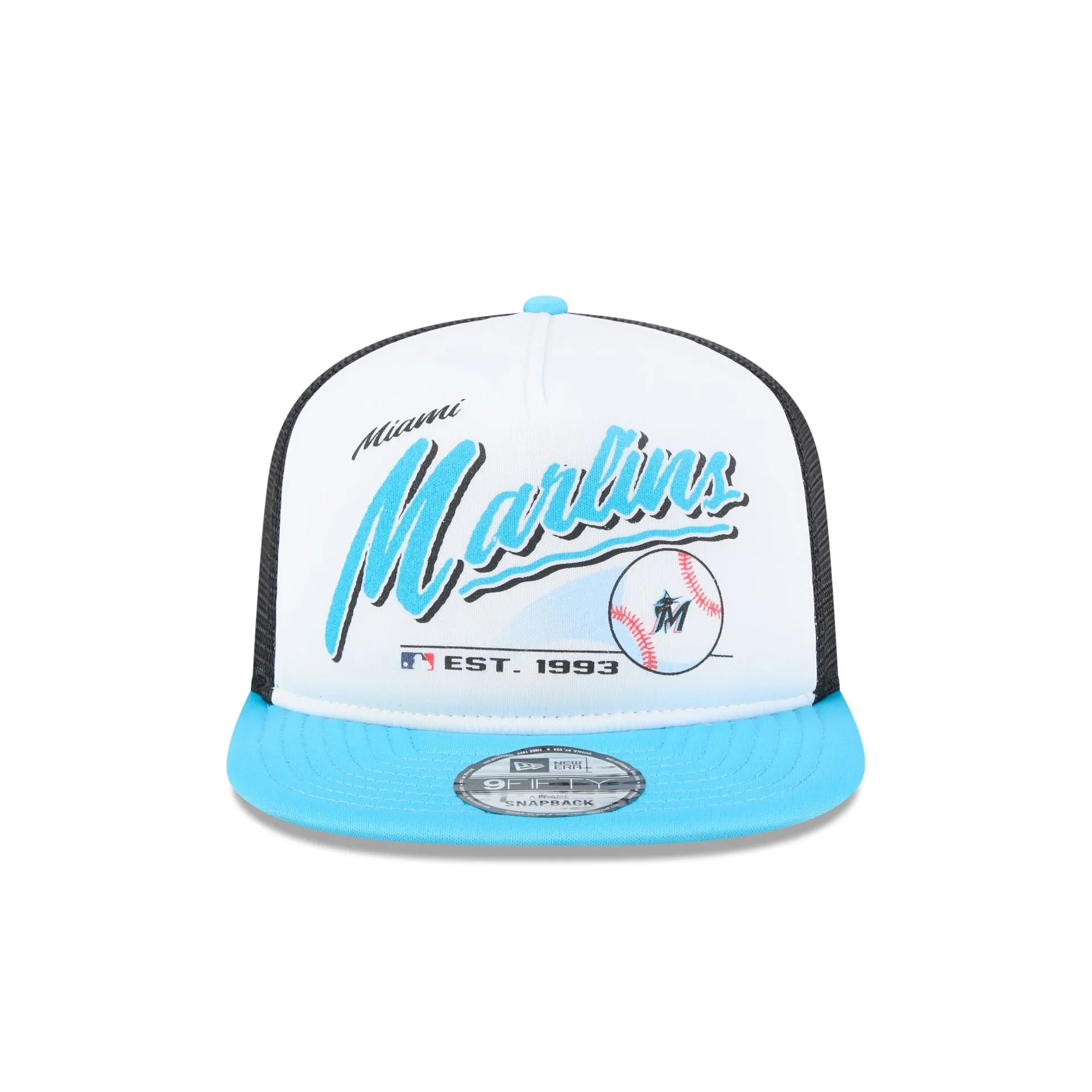Miami Marlins Retro Script 9FIFTY A-Frame Trucker Hat sold by New Era product image thumbnail 2