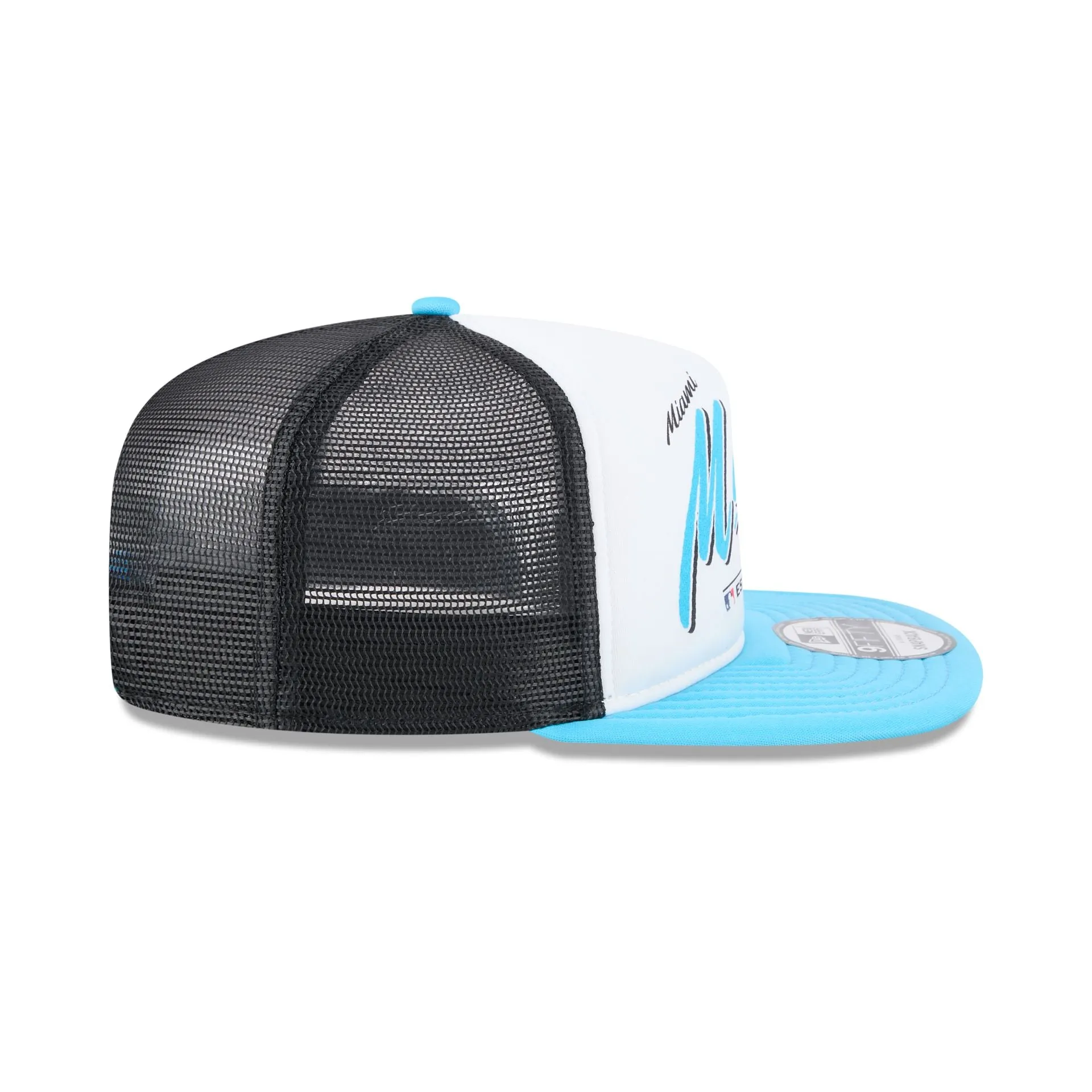 Miami Marlins Retro Script 9FIFTY A-Frame Trucker Hat sold by New Era product image thumbnail 5