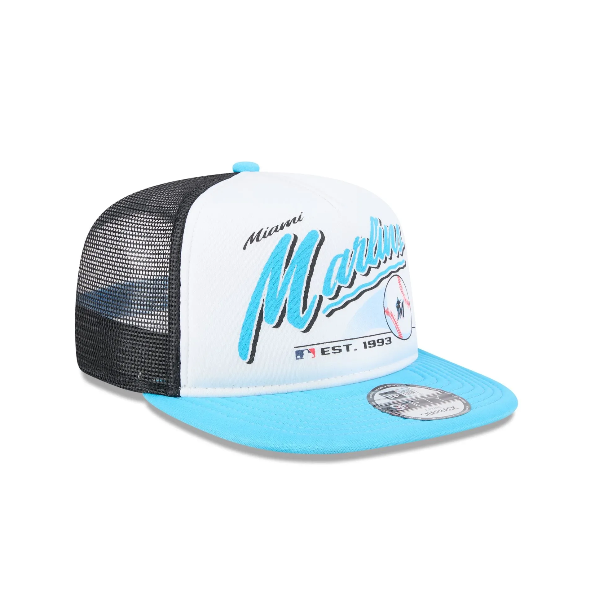 Miami Marlins Retro Script 9FIFTY A-Frame Trucker Hat sold by New Era product image thumbnail 3