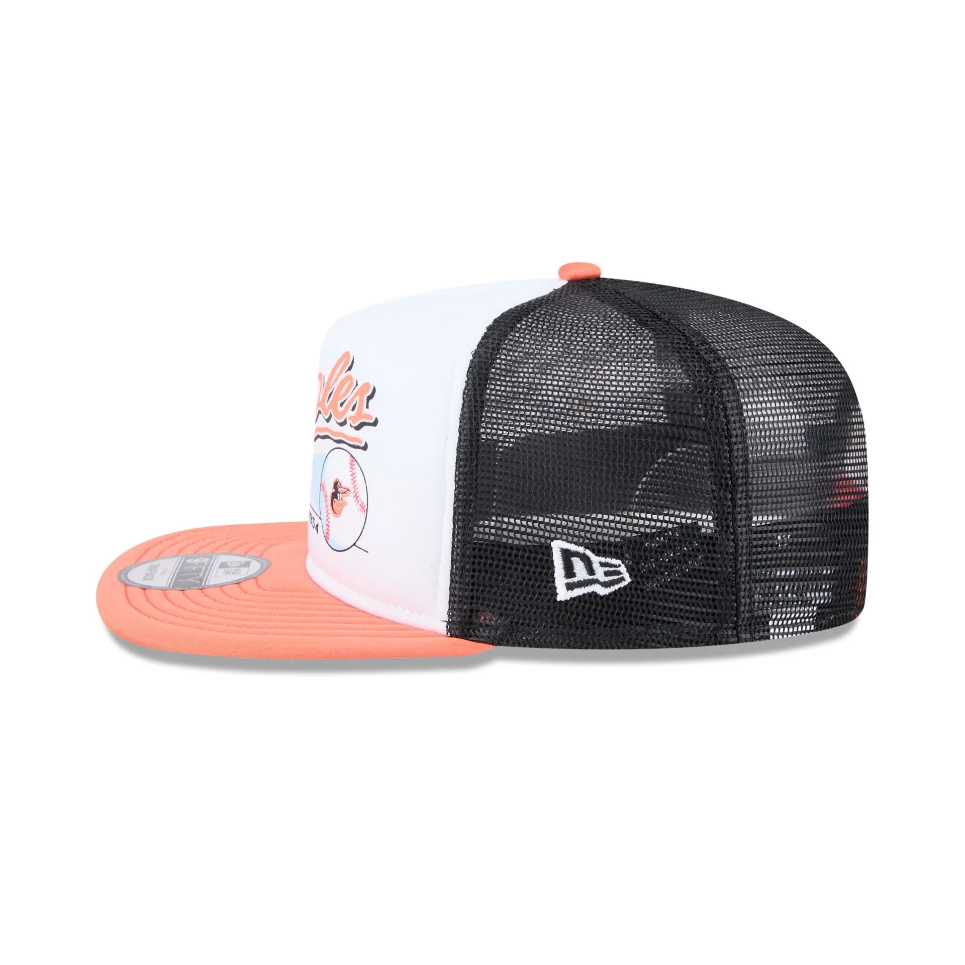 Baltimore Orioles Retro Script 9FIFTY A-Frame Trucker Hat sold by New Era product image thumbnail 4