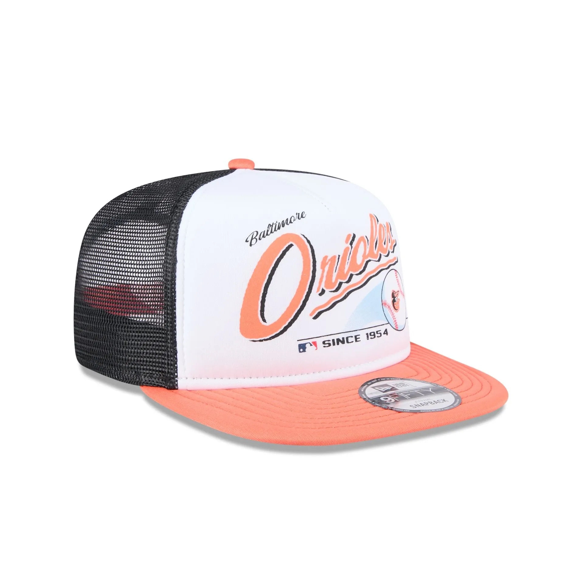Baltimore Orioles Retro Script 9FIFTY A-Frame Trucker Hat sold by New Era product image thumbnail 3