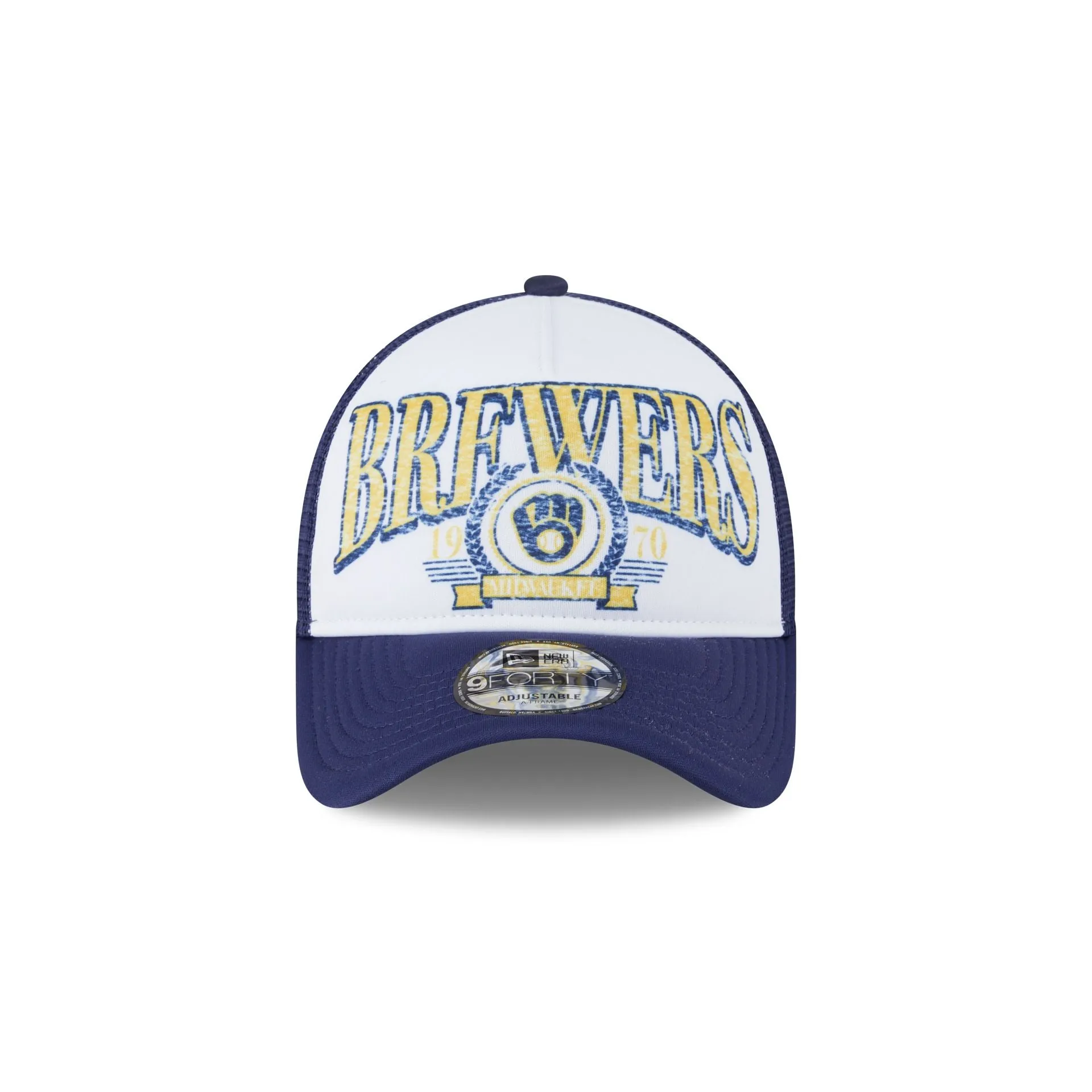 Milwaukee Brewers Distressed 9FORTY A-Frame Trucker Hat sold by New Era product image thumbnail 2