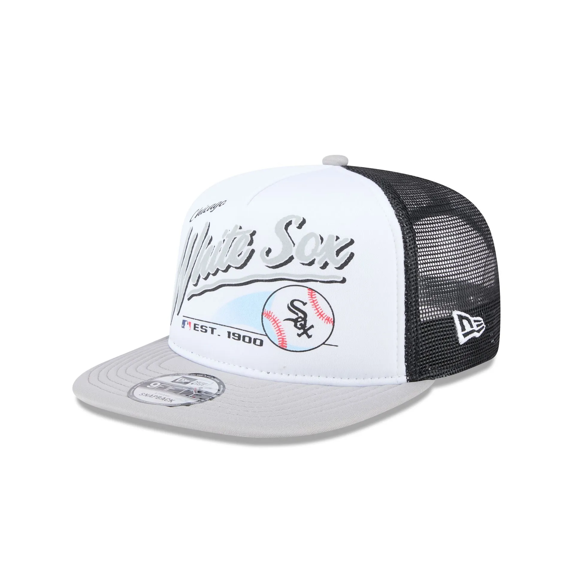 Chicago White Sox Retro Script 9FIFTY A-Frame Trucker Hat sold by New Era