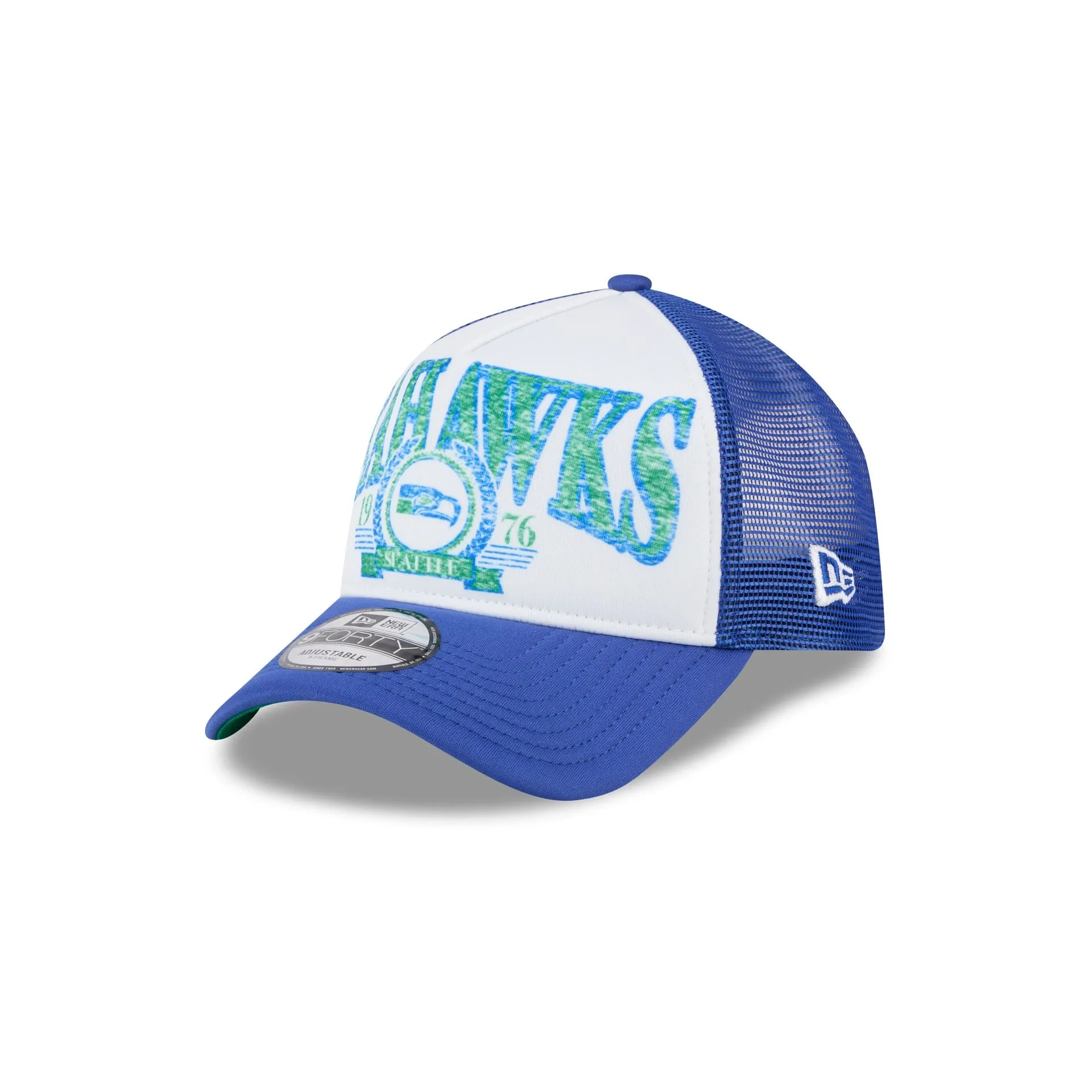 Seattle Seahawks Distressed 9FORTY A-Frame Trucker Hat sold by New Era
