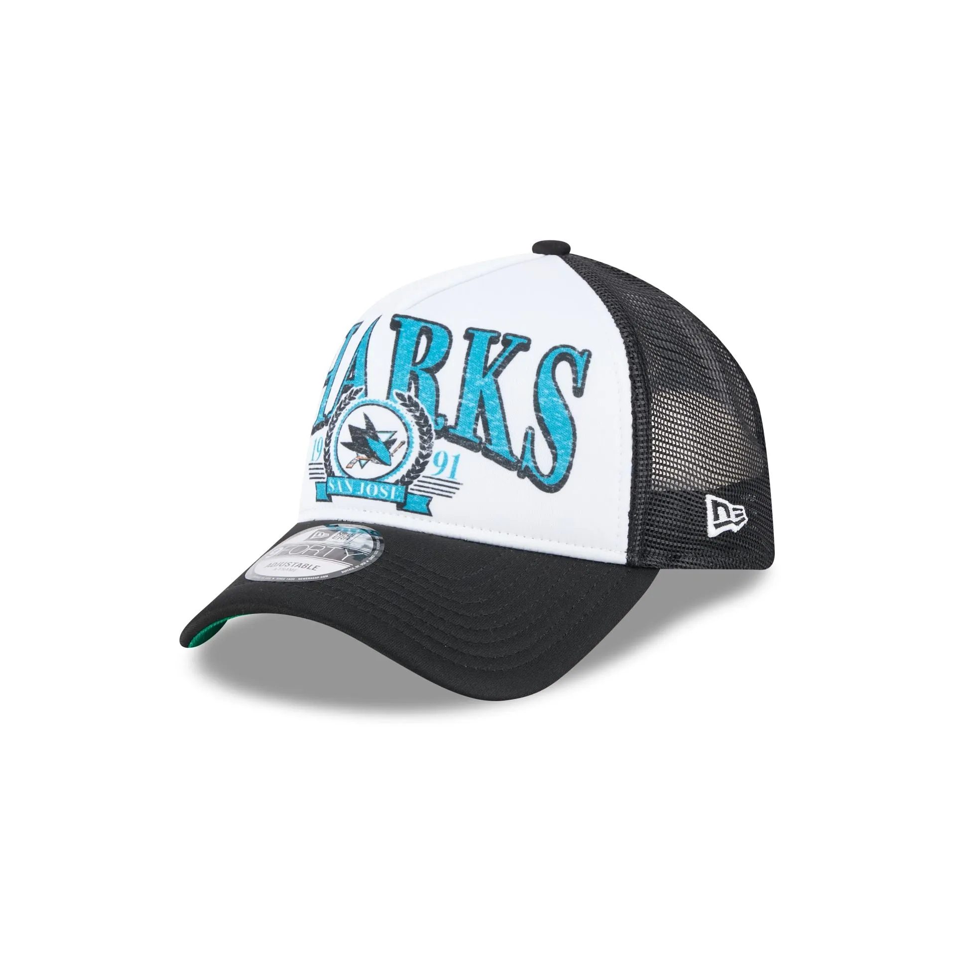 San Jose Sharks Distressed 9FORTY A-Frame Trucker Hat sold by New Era
