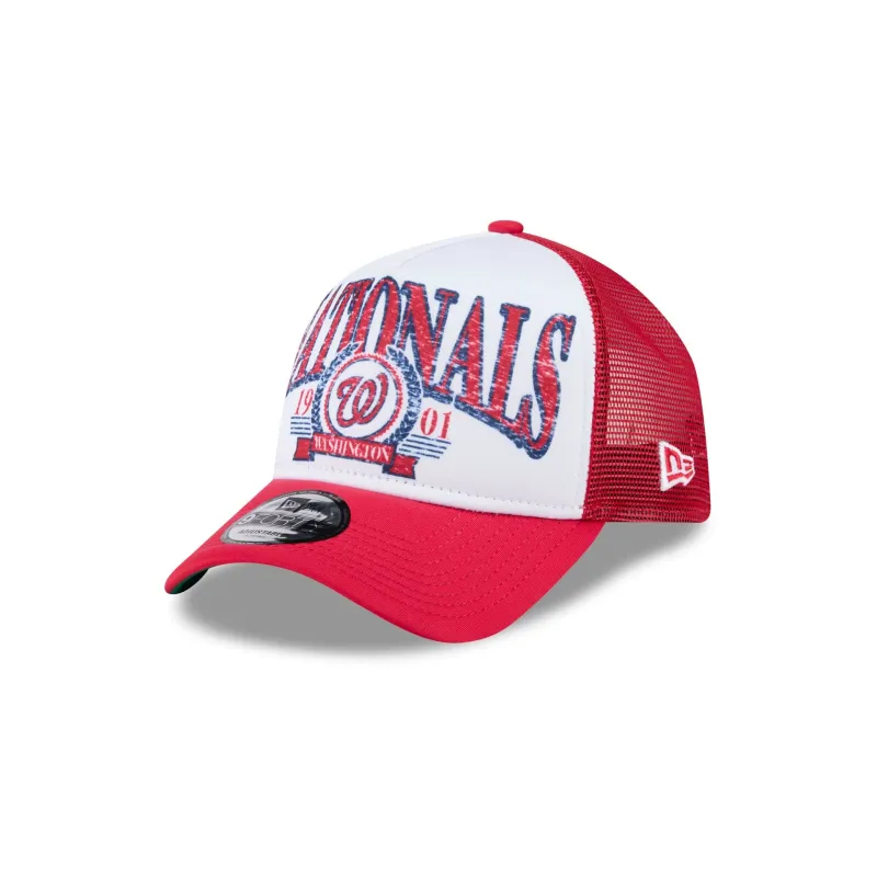 Washington Nationals Distressed 9FORTY A-Frame Trucker Hat sold by New Era