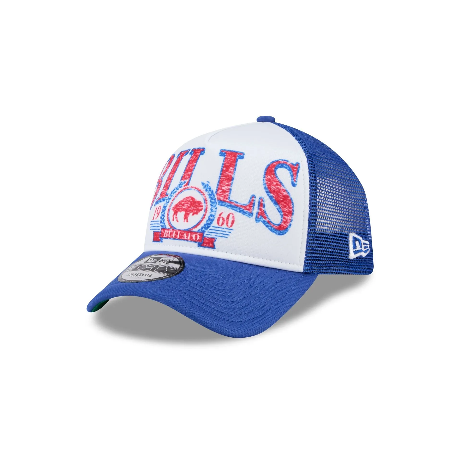 Buffalo Bills Distressed 9FORTY A-Frame Trucker Hat sold by New Era