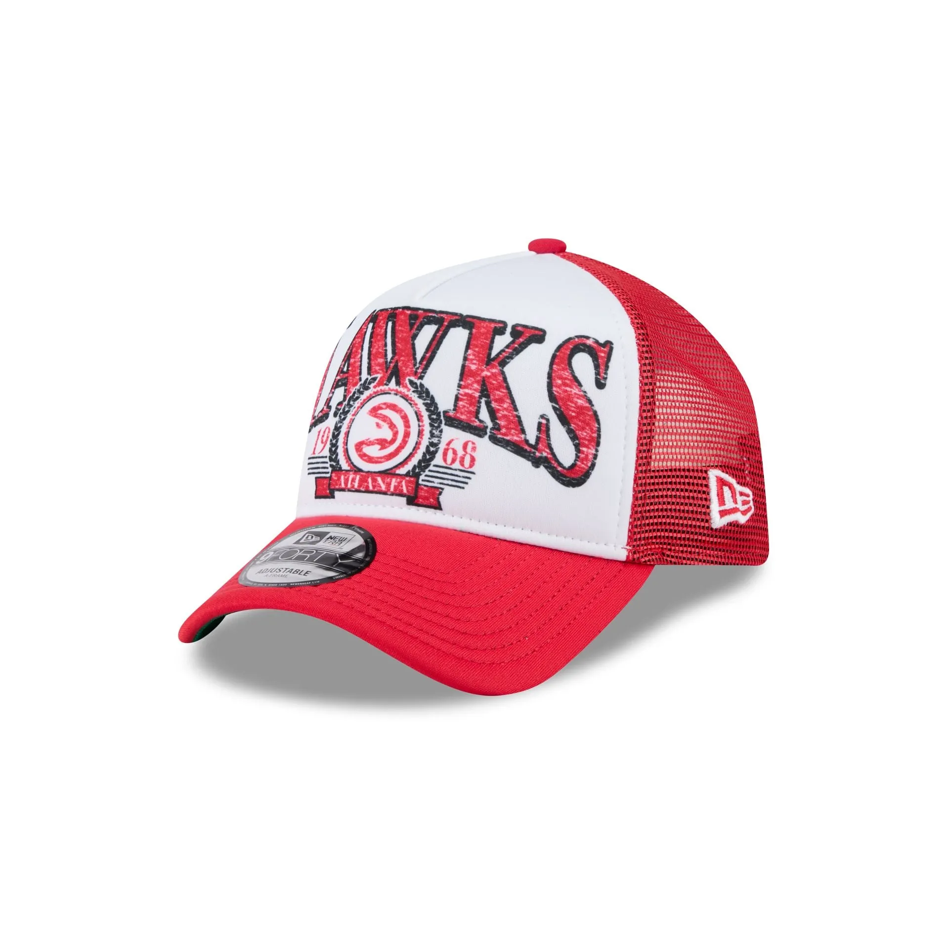 Atlanta Hawks Distressed 9FORTY A-Frame Trucker Hat sold by New Era