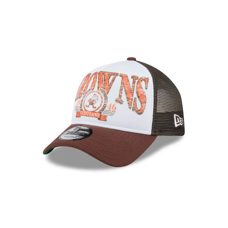 Cleveland Browns Distressed 9FORTY A-Frame Trucker Hat sold by New Era