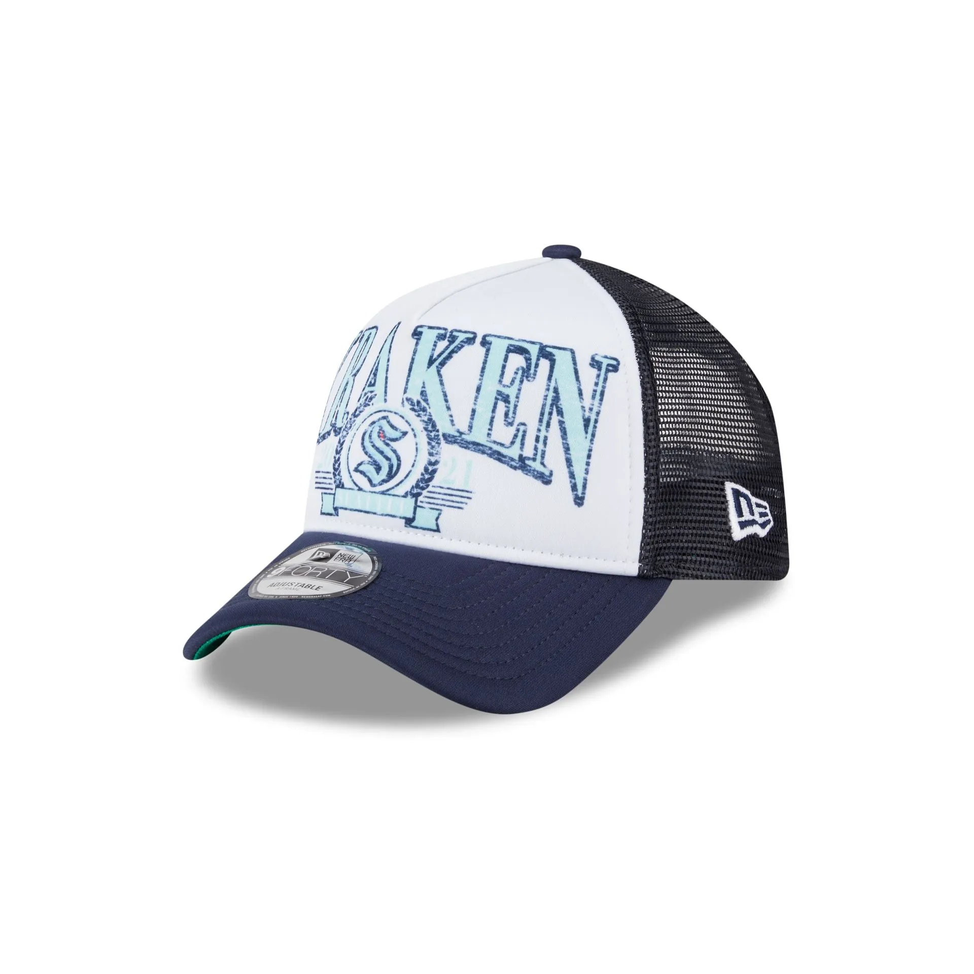 Seattle Kraken Distressed 9FORTY A-Frame Trucker Hat sold by New Era