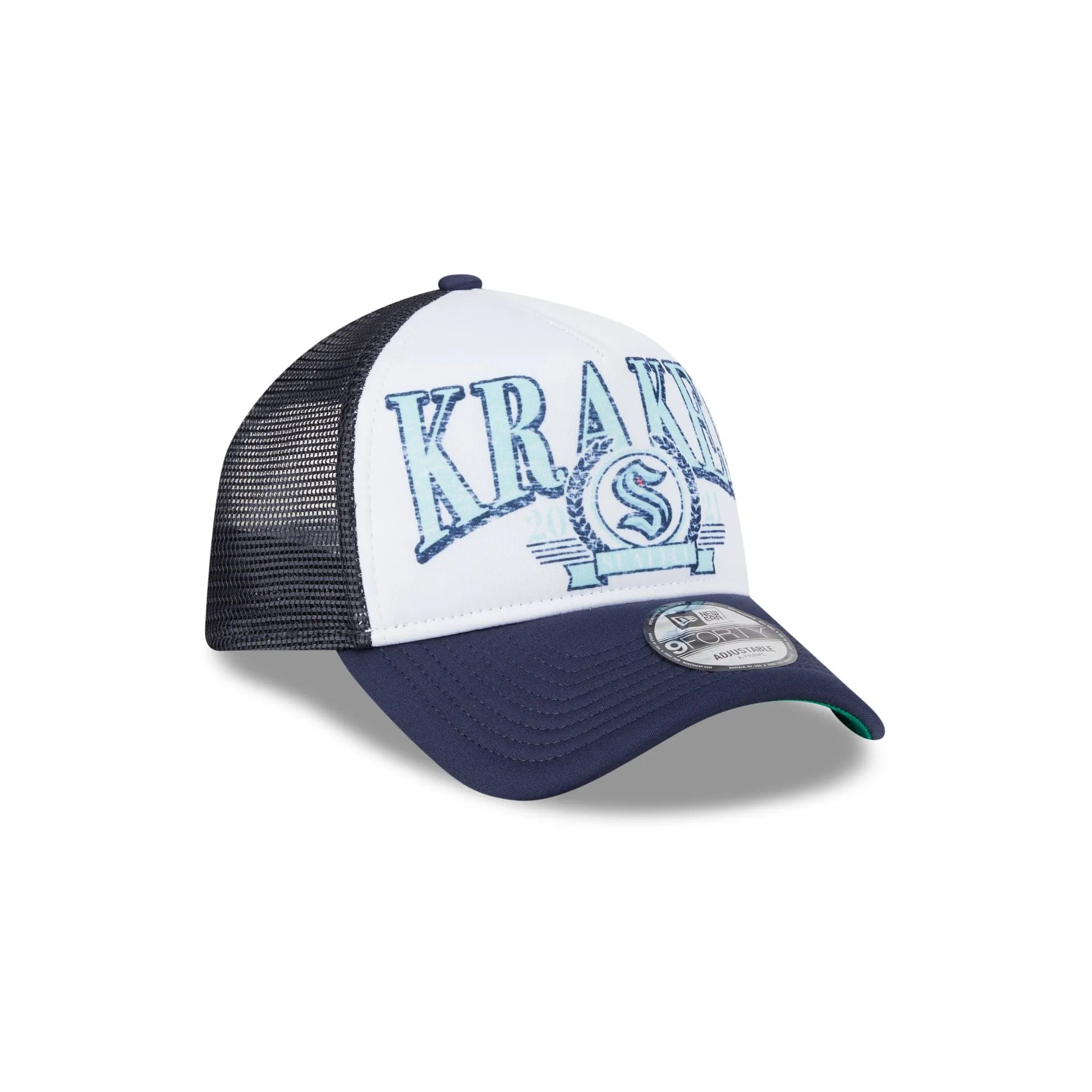 Seattle Kraken Distressed 9FORTY A-Frame Trucker Hat sold by New Era product image thumbnail 3