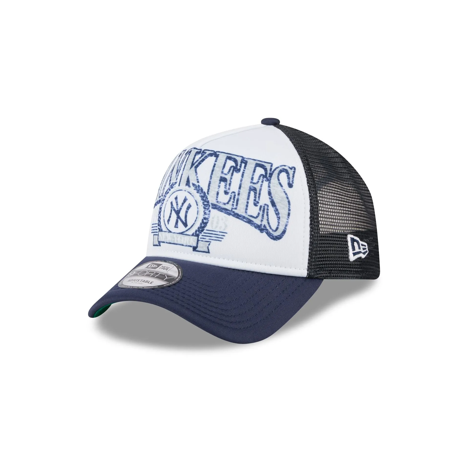 New York Yankees Distressed 9FORTY A-Frame Trucker Hat sold by New Era