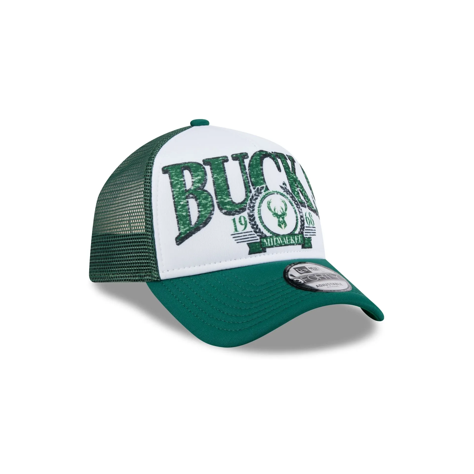 Milwaukee Bucks Distressed 9FORTY A-Frame Trucker Hat sold by New Era product image thumbnail 3
