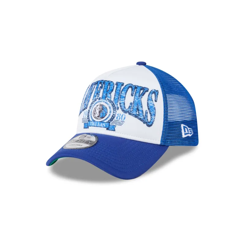 Dallas Mavericks Distressed 9FORTY A-Frame Trucker Hat sold by New Era