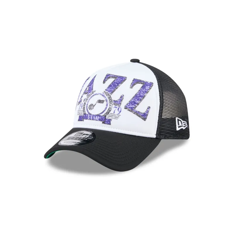 Utah Jazz Distressed 9FORTY A-Frame Trucker Hat sold by New Era