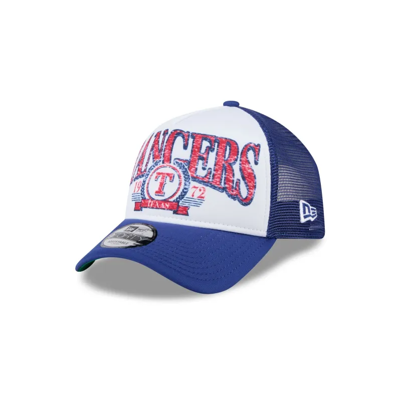 Texas Rangers Distressed 9FORTY A-Frame Trucker Hat sold by New Era