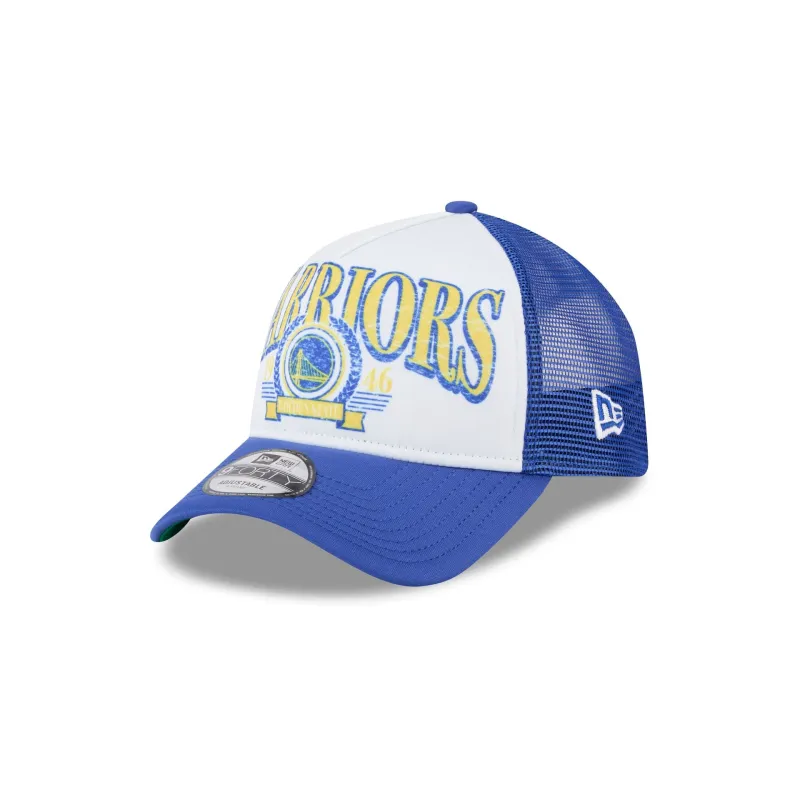 Golden State Warriors Distressed 9FORTY A-Frame Trucker Hat sold by New Era