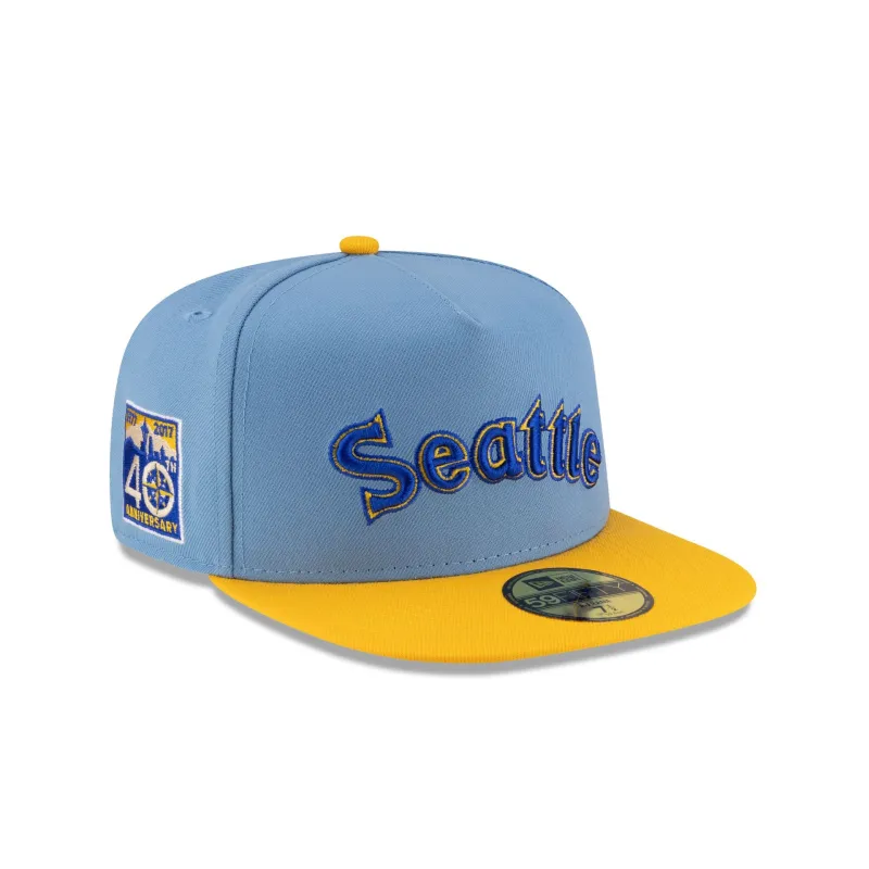 Just Caps Sky Blue Seattle Mariners 59FIFTY A-Frame Fitted Hat sold by New Era