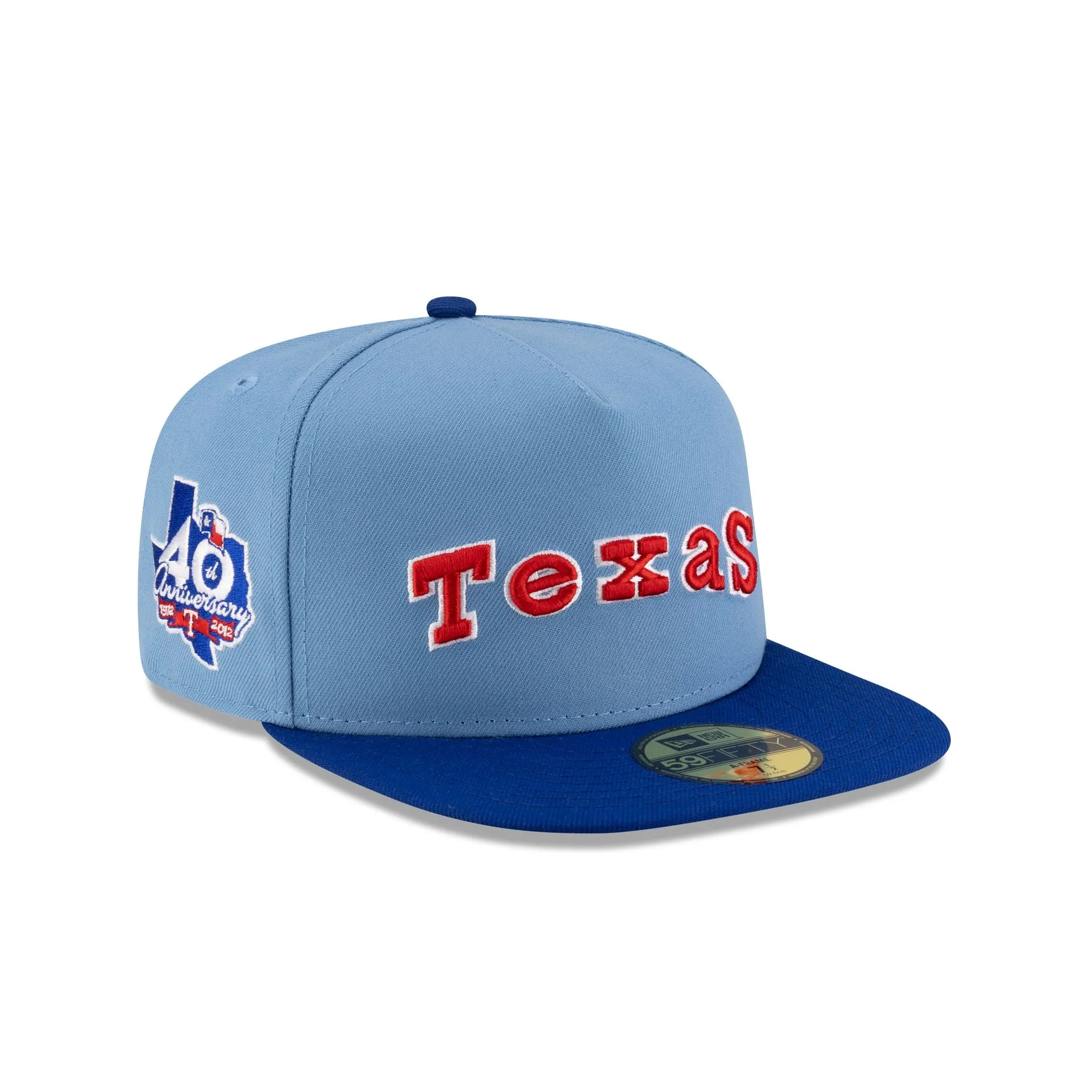 Just Caps Sky Blue Texas Rangers 59FIFTY A-Frame Fitted Hat sold by New Era