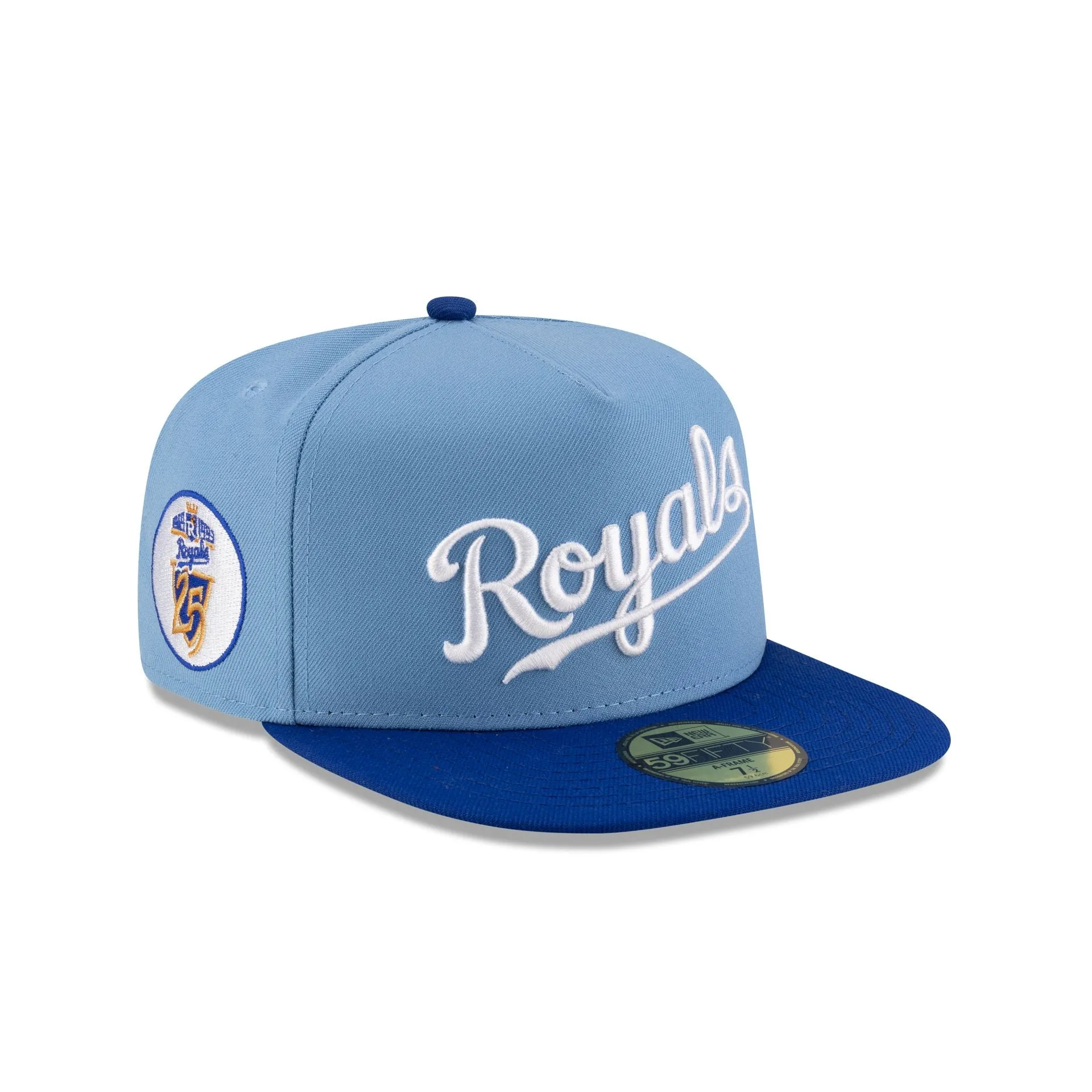 Just Caps Sky Blue Kansas City Royals 59FIFTY A-Frame Fitted Hat sold by New Era